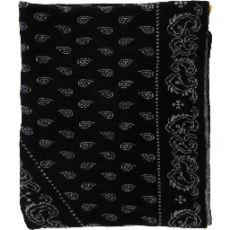 The Wild Rag Black Scarf with All-Over Motif in Cashmere for Women