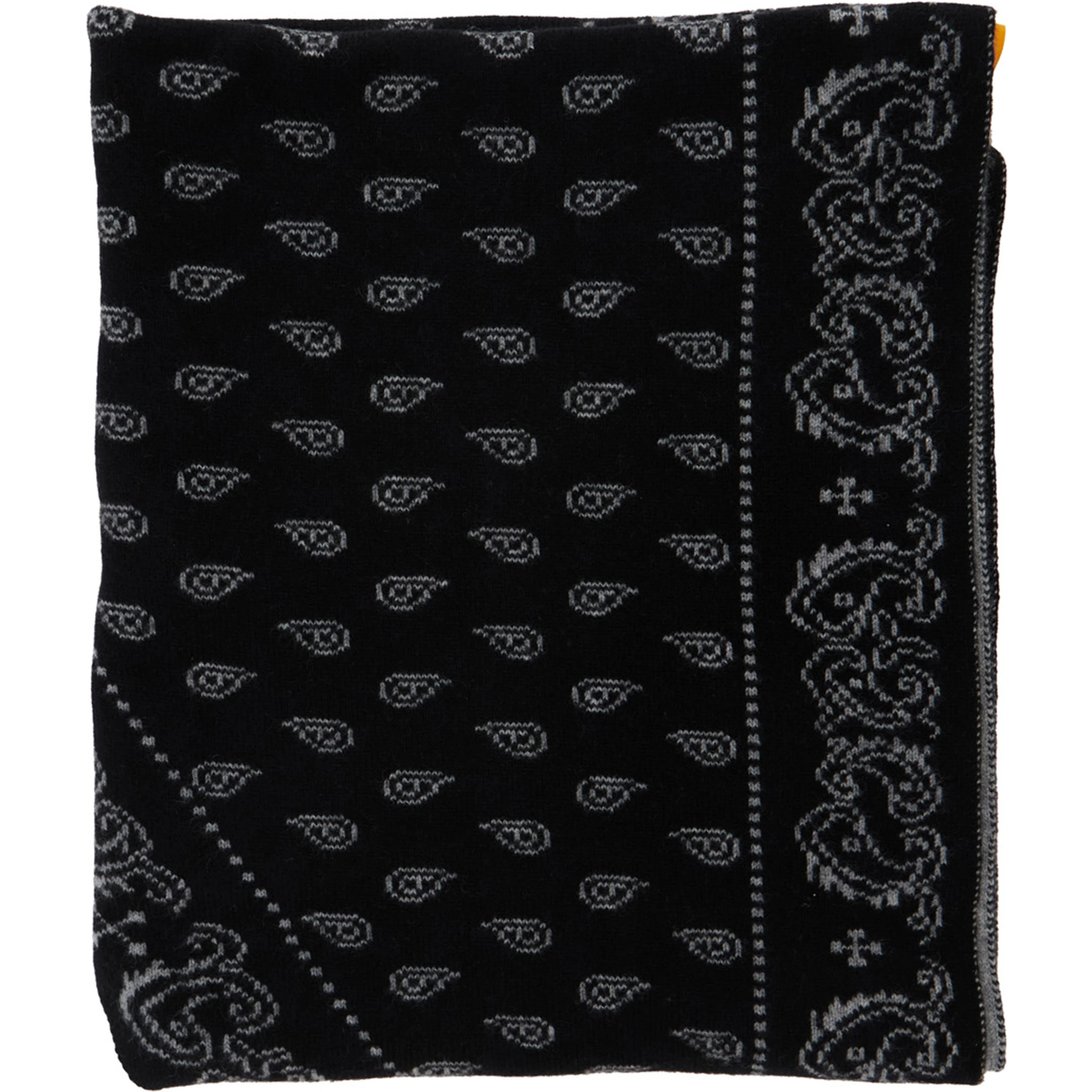 The Wild Rag Black Scarf with All-Over Motif in Cashmere for Women