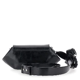 Shoulder Bag with Triomphe Plate in Black Leather for Women