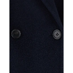 blue Double-breasted coat with Notched revers in wool and cashmere women