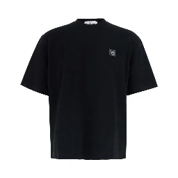 Crew Neck Heavyweight with short sleeves and patch, Tech Fabric, Black, Man