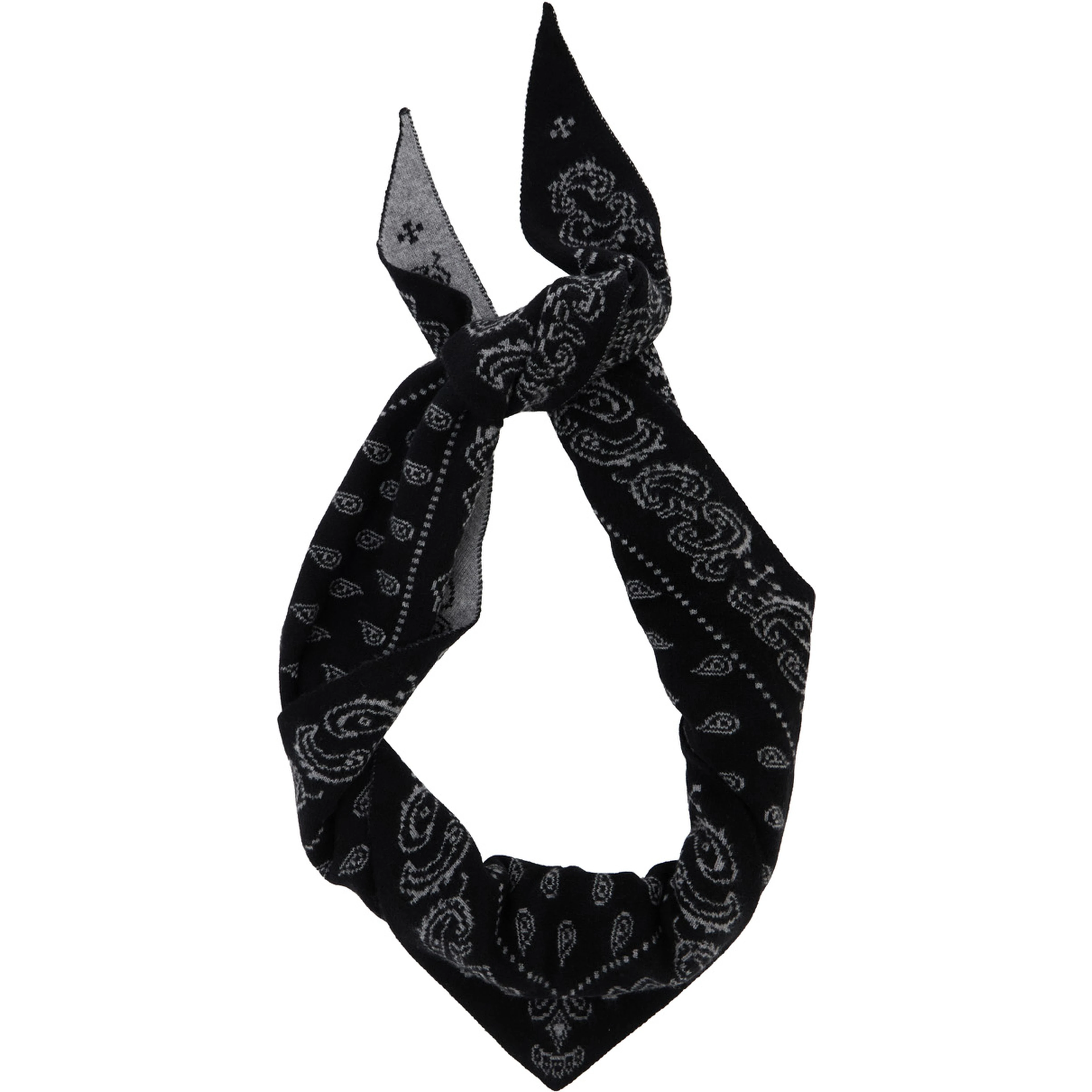 The Wild Rag Black Scarf with All-Over Motif in Cashmere for Women