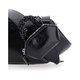 Shoulder Bag with Triomphe Plate in Black Leather for Women