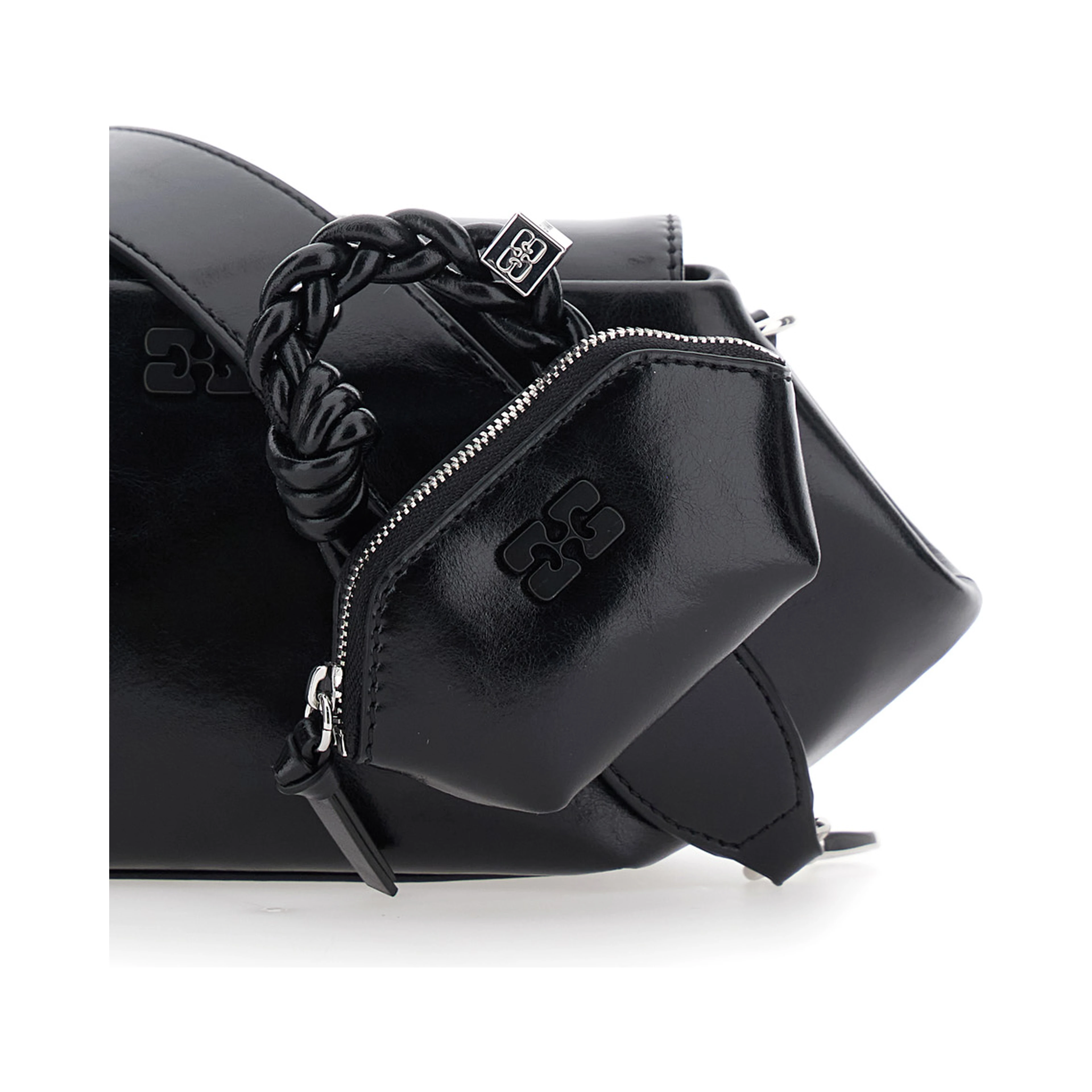Shoulder Bag with Triomphe Plate in Black Leather for Women