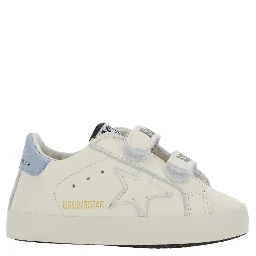 White Sneakers with Star Patch on the Side and Logo Patch on the Tongue in Leather Baby