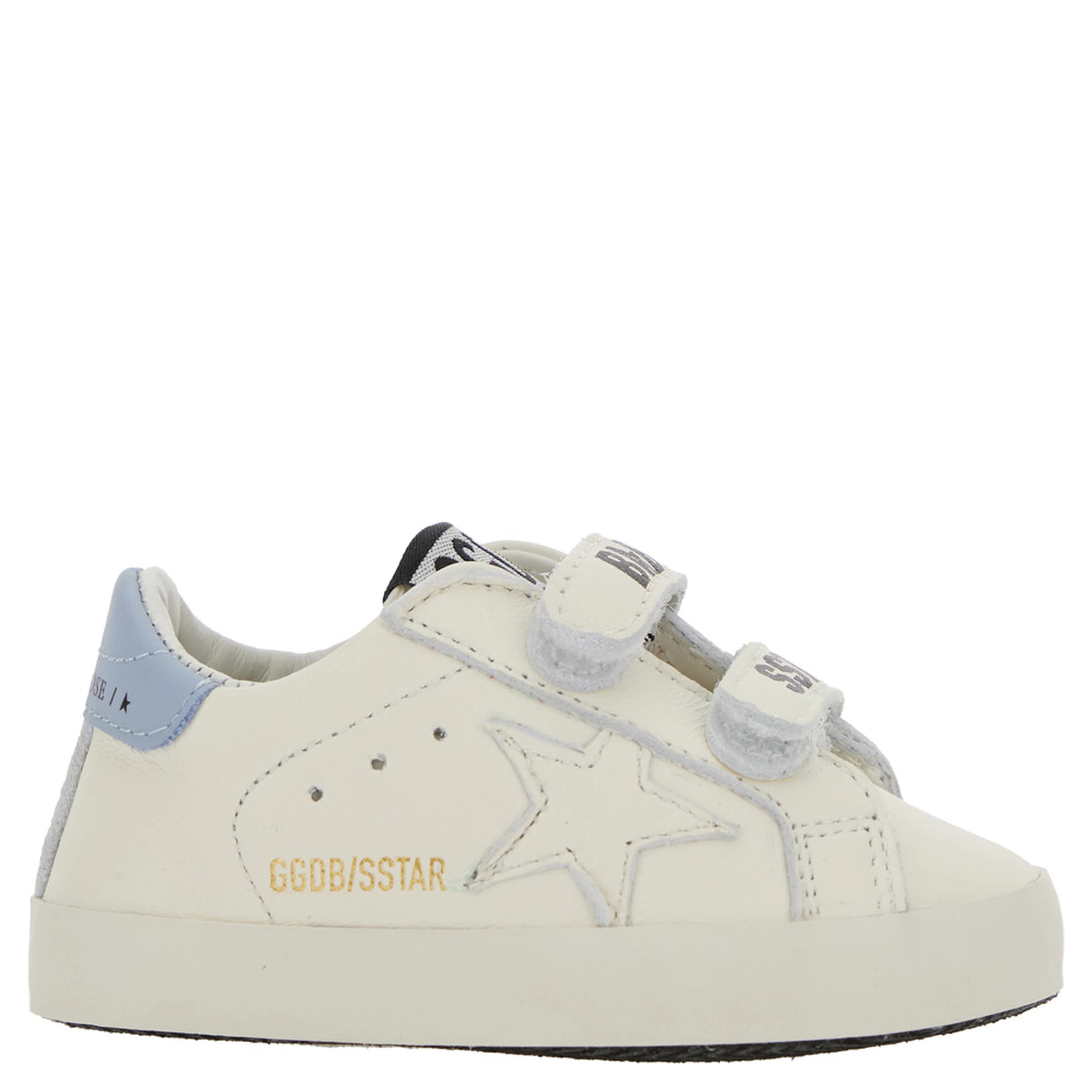 White Sneakers with Star Patch on the Side and Logo Patch on the Tongue in Leather Baby