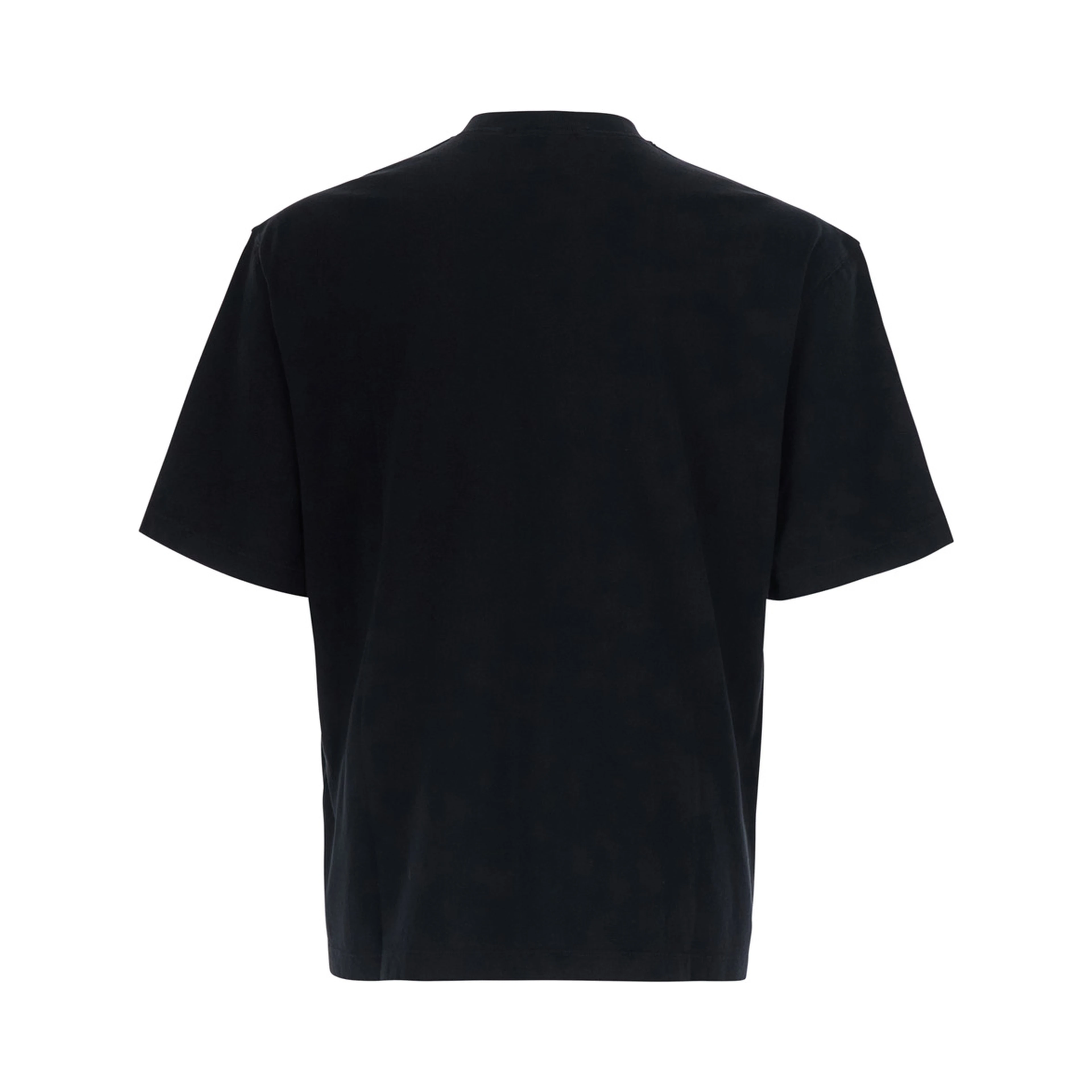 Crew Neck Heavyweight with short sleeves and patch, Tech Fabric, Black, Man