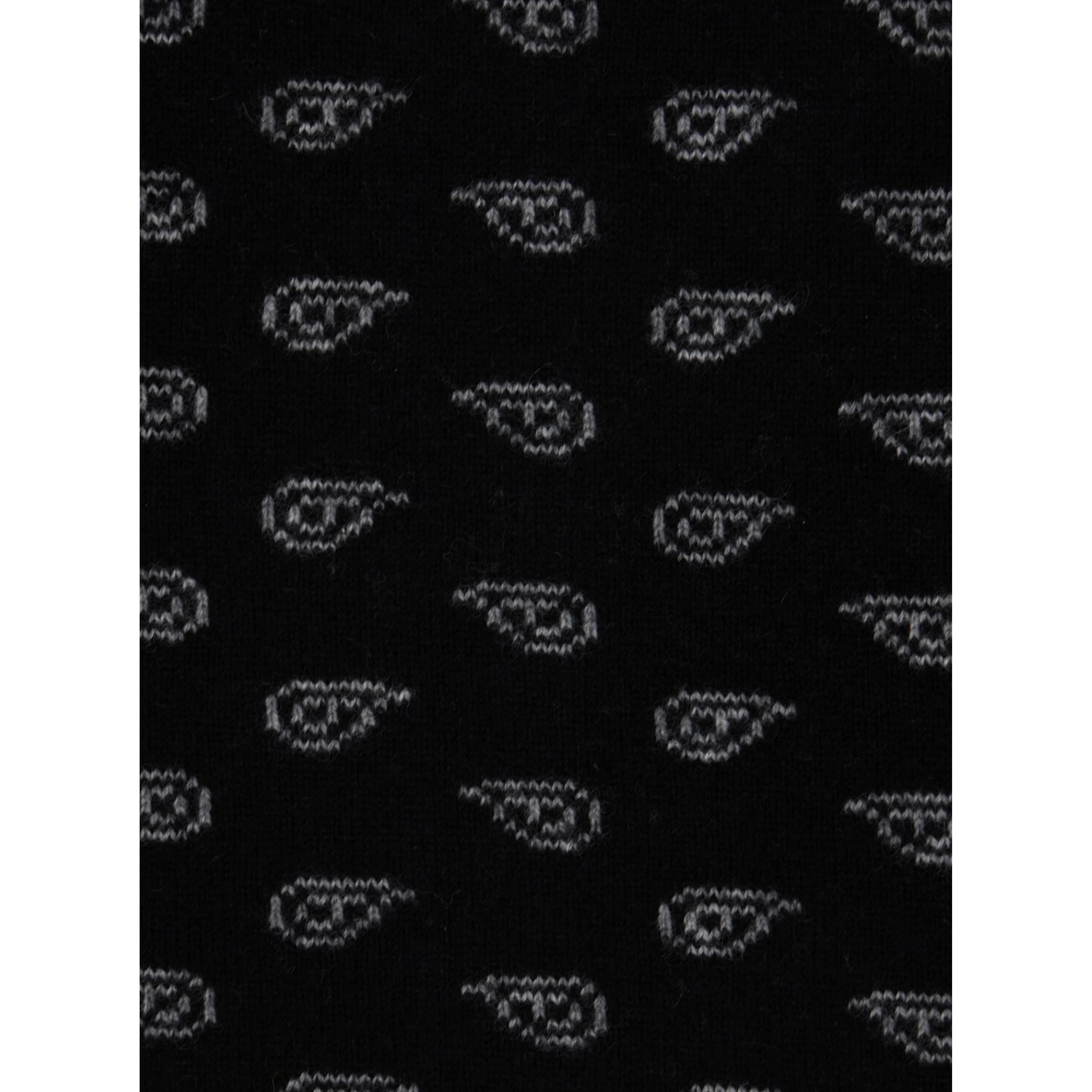 The Wild Rag Black Scarf with All-Over Motif in Cashmere for Women