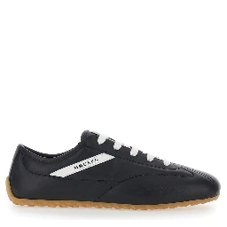 Black Sneakers with Contrasting details and Logo lettering on the side in leather for men