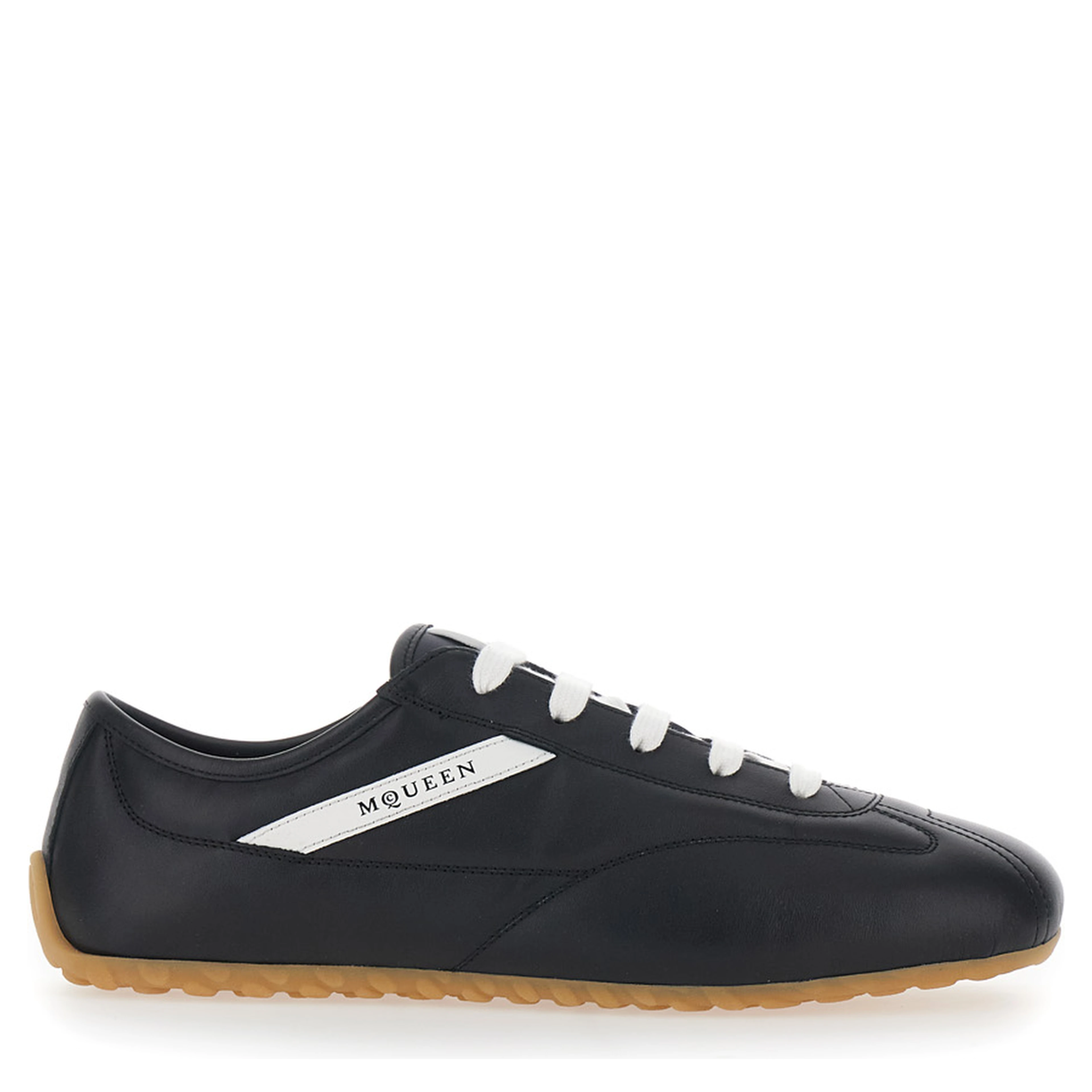 Black Sneakers with Contrasting details and Logo lettering on the side in leather for men