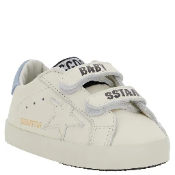 White Sneakers with Star Patch on the Side and Logo Patch on the Tongue in Leather Baby