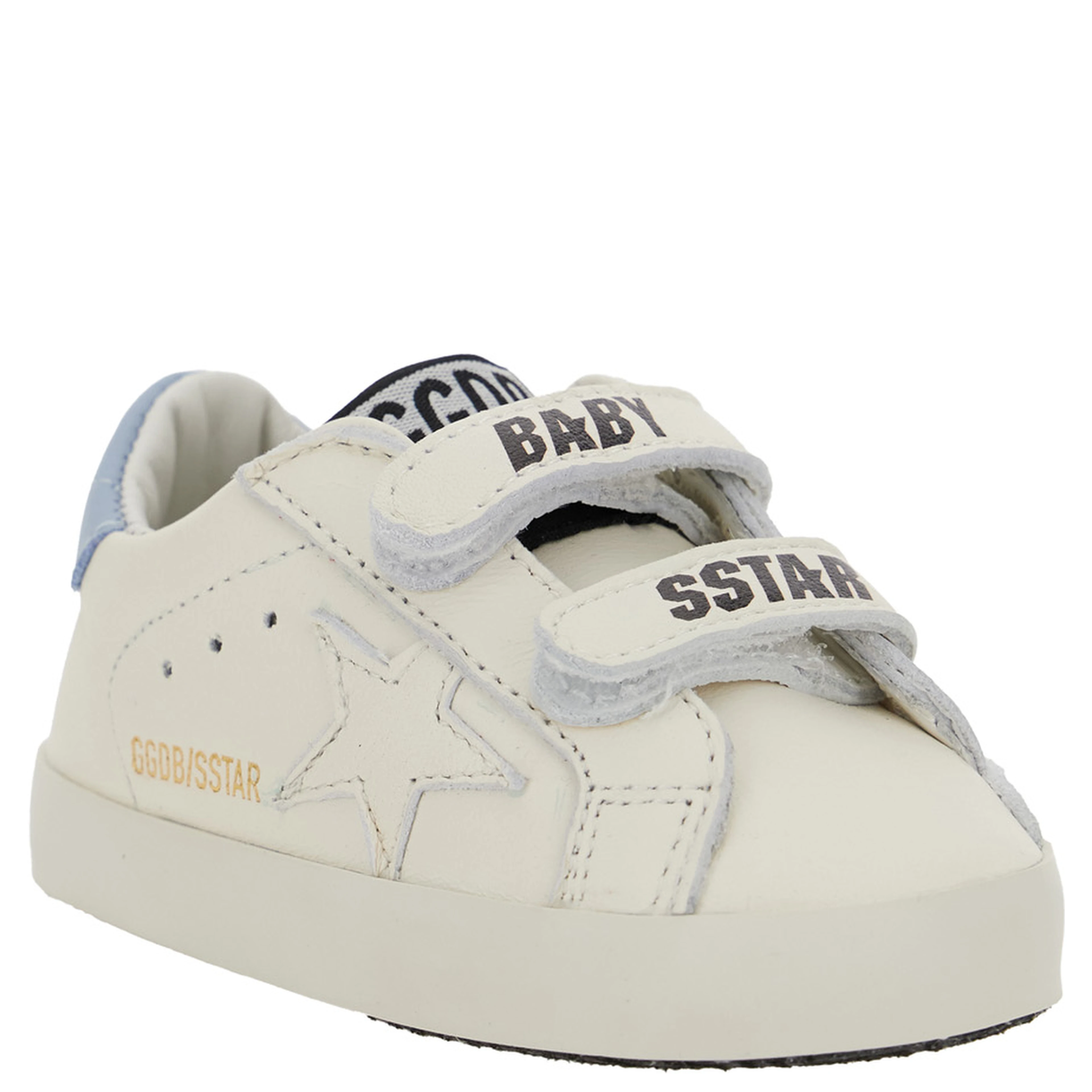 White Sneakers with Star Patch on the Side and Logo Patch on the Tongue in Leather Baby