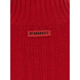 Red Sweater with High Neck and Logo Patch on the Back in Wool and Cashmere for Women