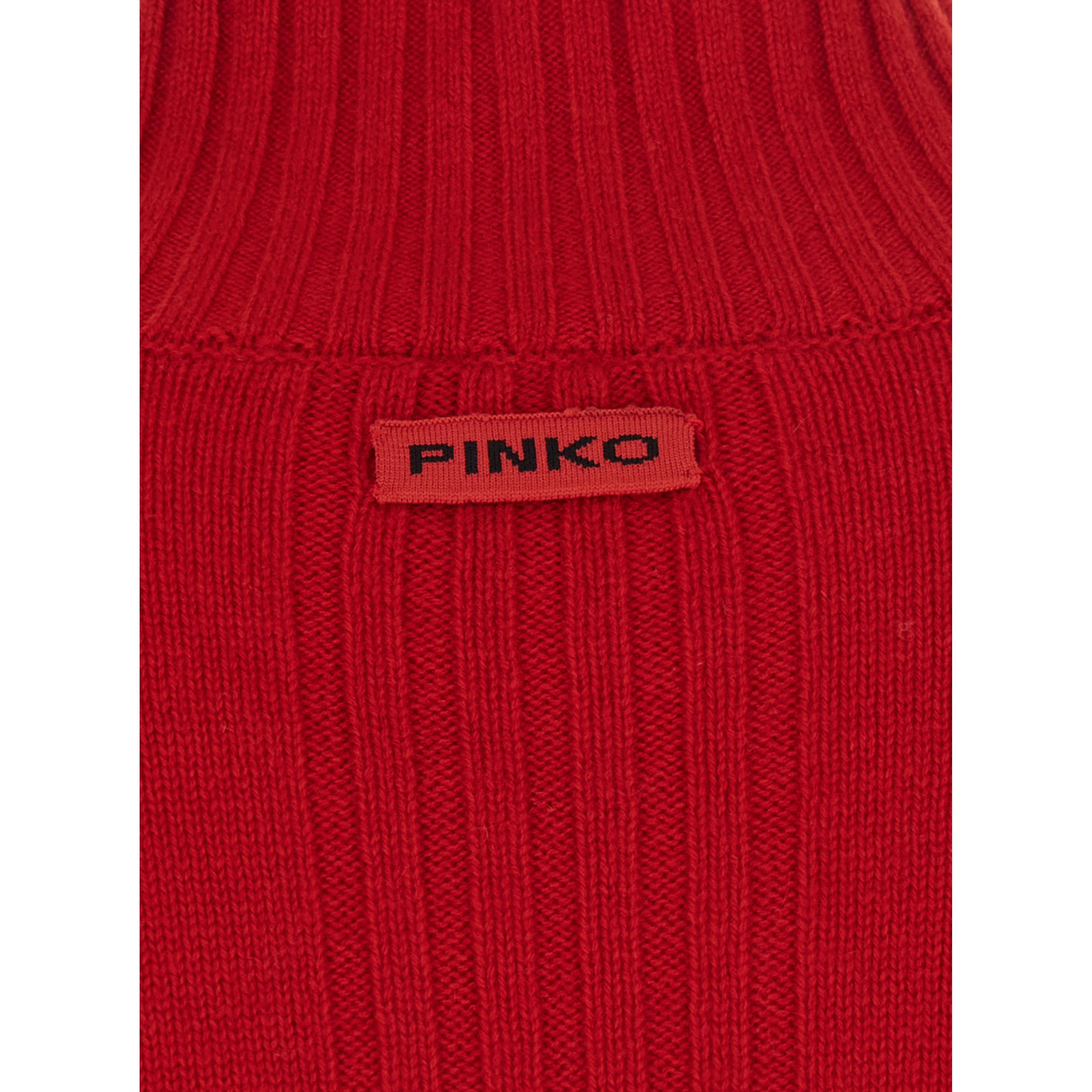 Red Sweater with High Neck and Logo Patch on the Back in Wool and Cashmere for Women