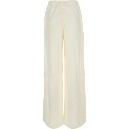 White Pants with elasticated waist and two side pockets in silk for women