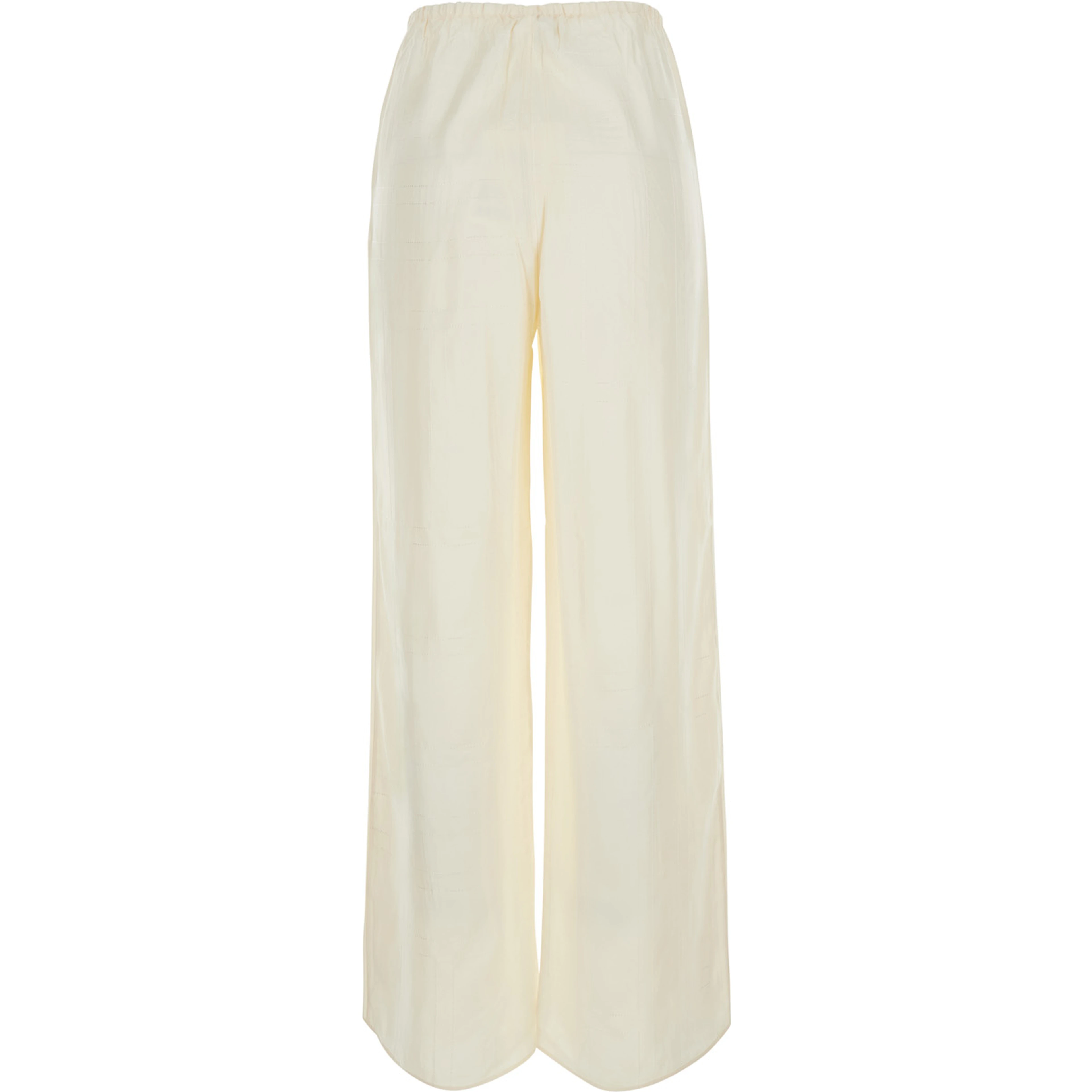 White Pants with elasticated waist and two side pockets in silk for women