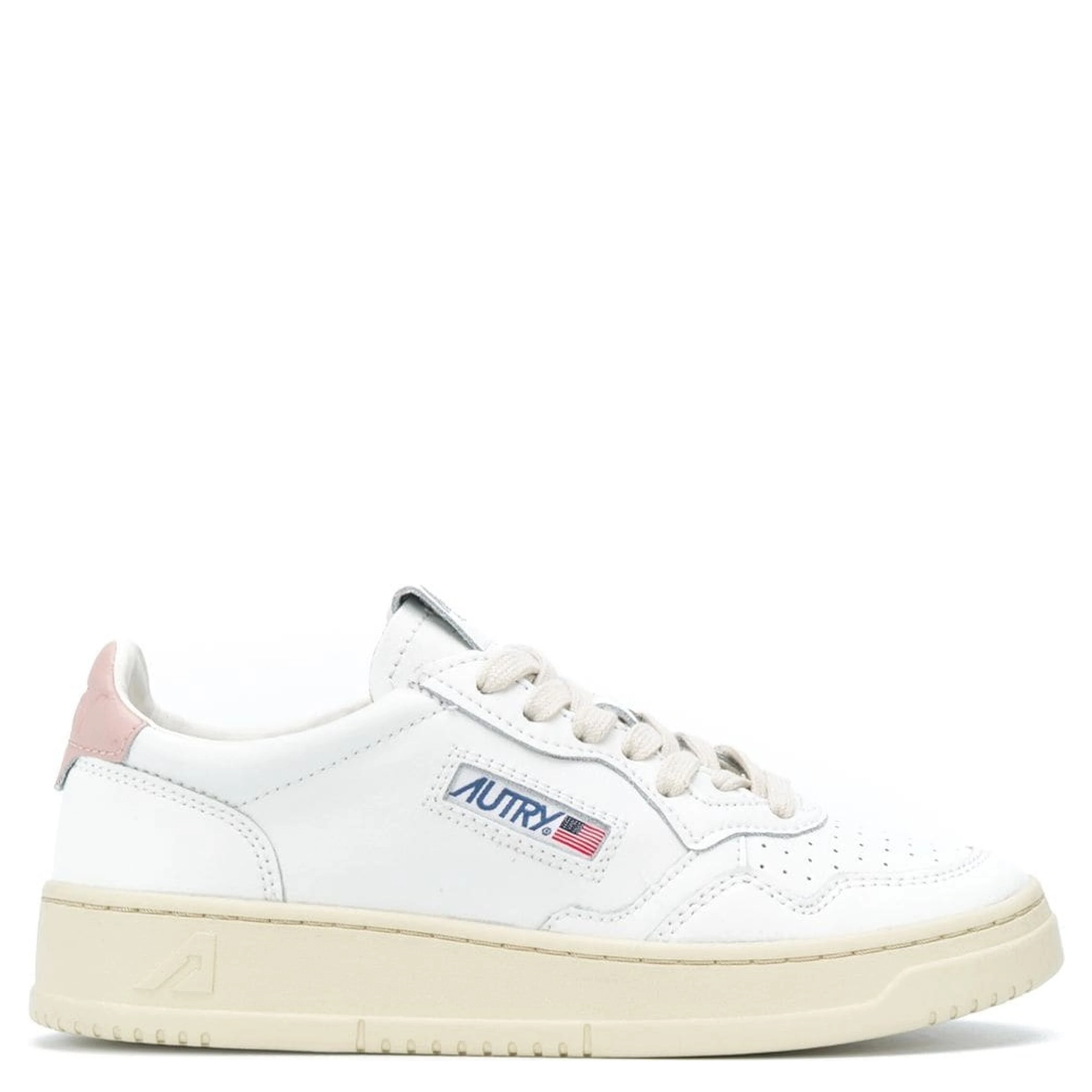 Low Sneakers Medalist with Contrast Heel in White Leather for Women