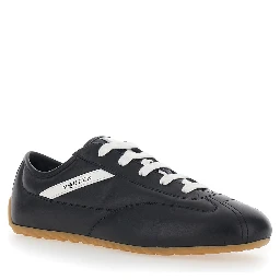 Black Sneakers with Contrasting details and Logo lettering on the side in leather for men