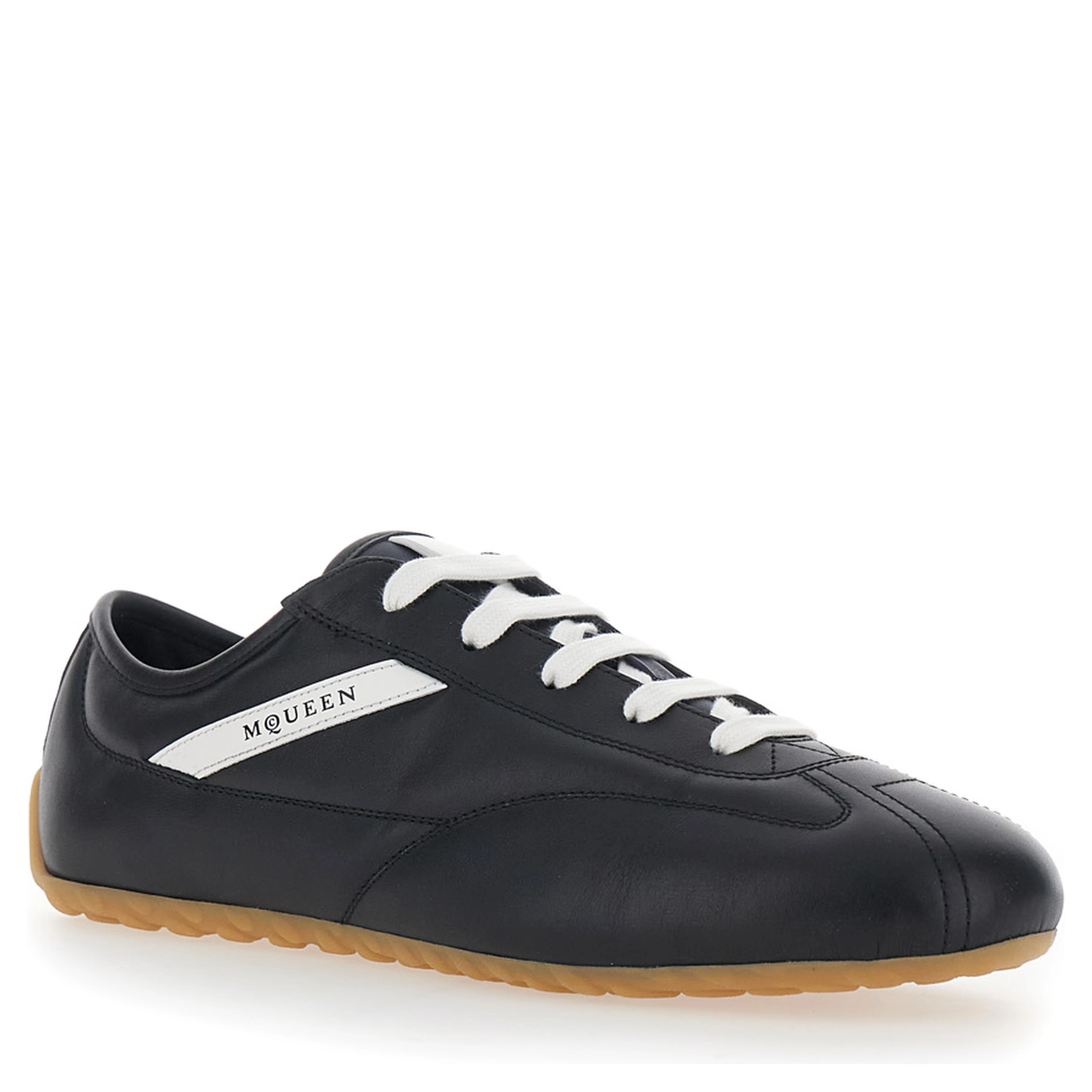 Black Sneakers with Contrasting details and Logo lettering on the side in leather for men