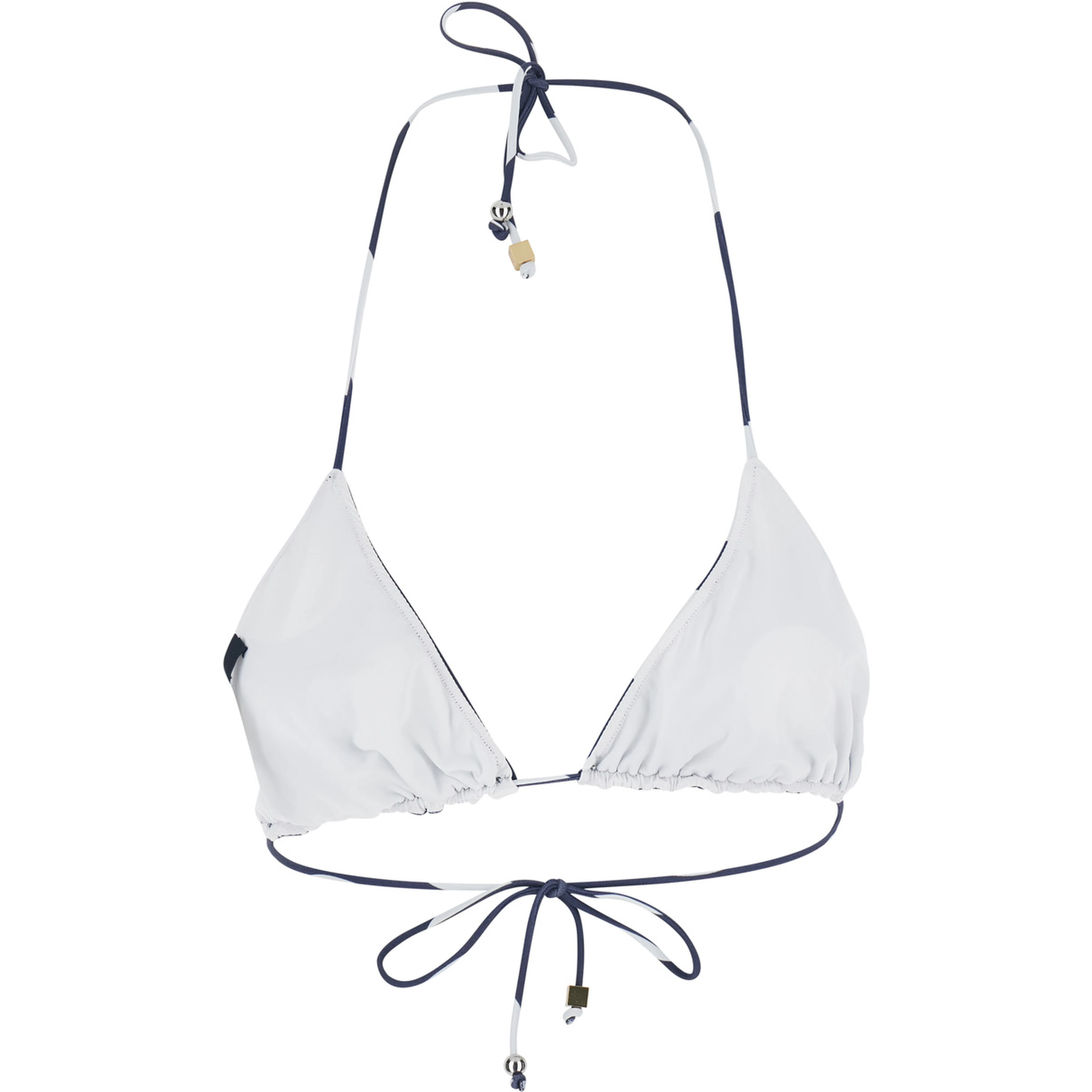 Le Haut de Plage Triangle Blue Bikini Top with Drawstring Closure and Polka Dot Motif in Tech Fabric for Women