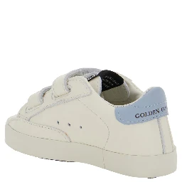 White Sneakers with Star Patch on the Side and Logo Patch on the Tongue in Leather Baby