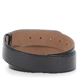 Black Belt with Horsebit on the Front in Leather for Men