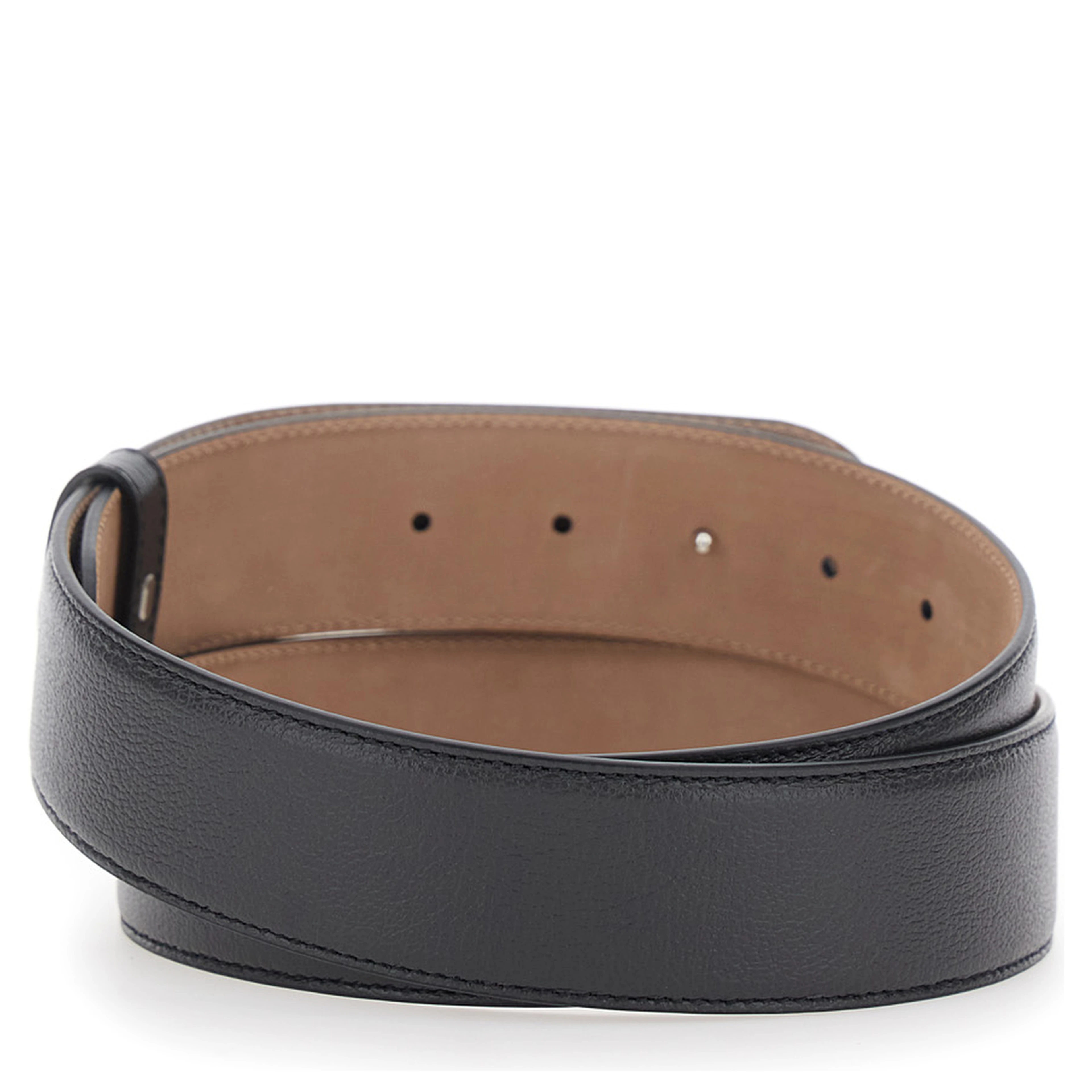 Black Belt with Horsebit on the Front in Leather for Men