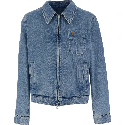 Jacket with ADC Embroidery on the Front and Logo Patch on the Back in Light Blue Denim for Men