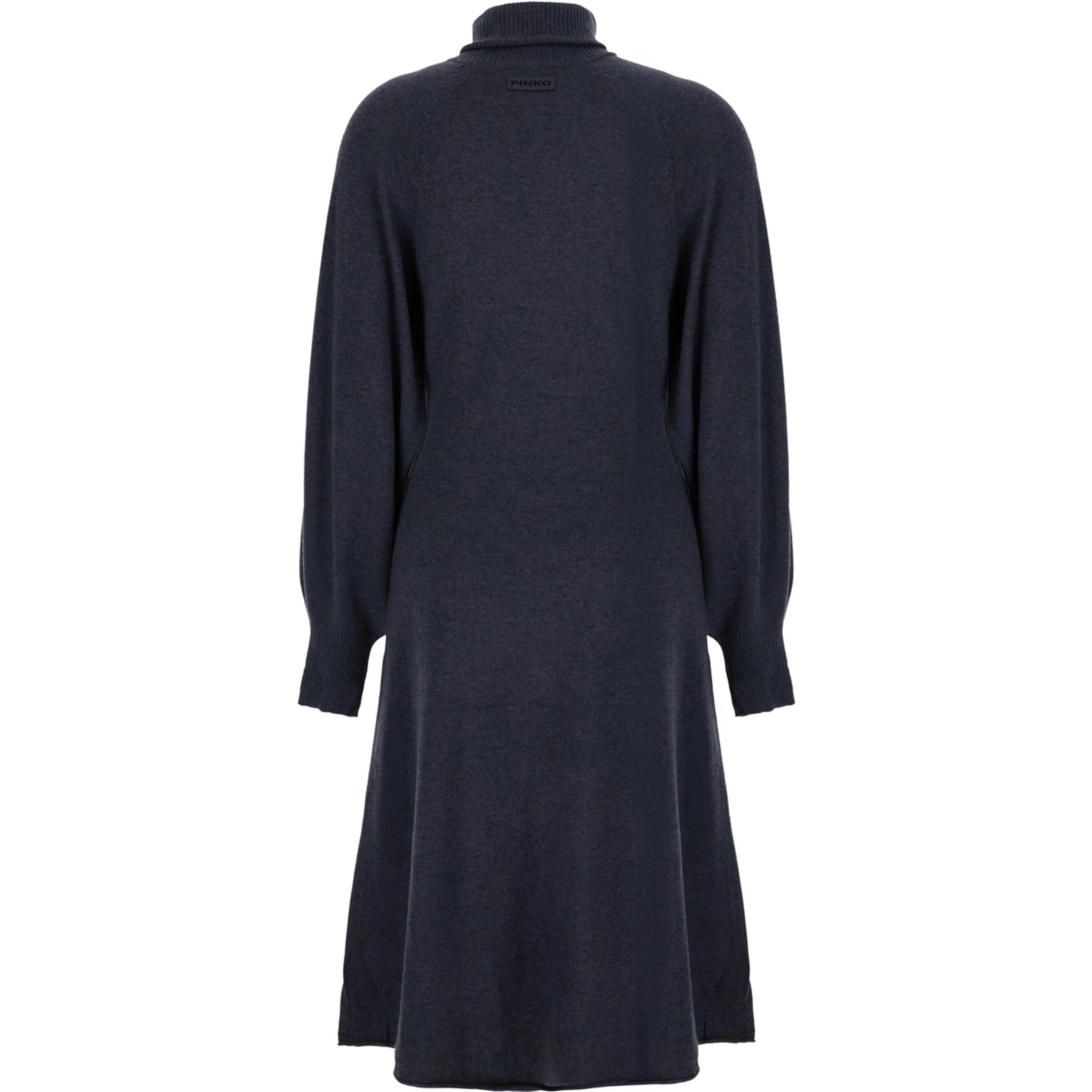 Nantes Gray Dress with ribbed high collar and elasticated cuffs in wool blend for women