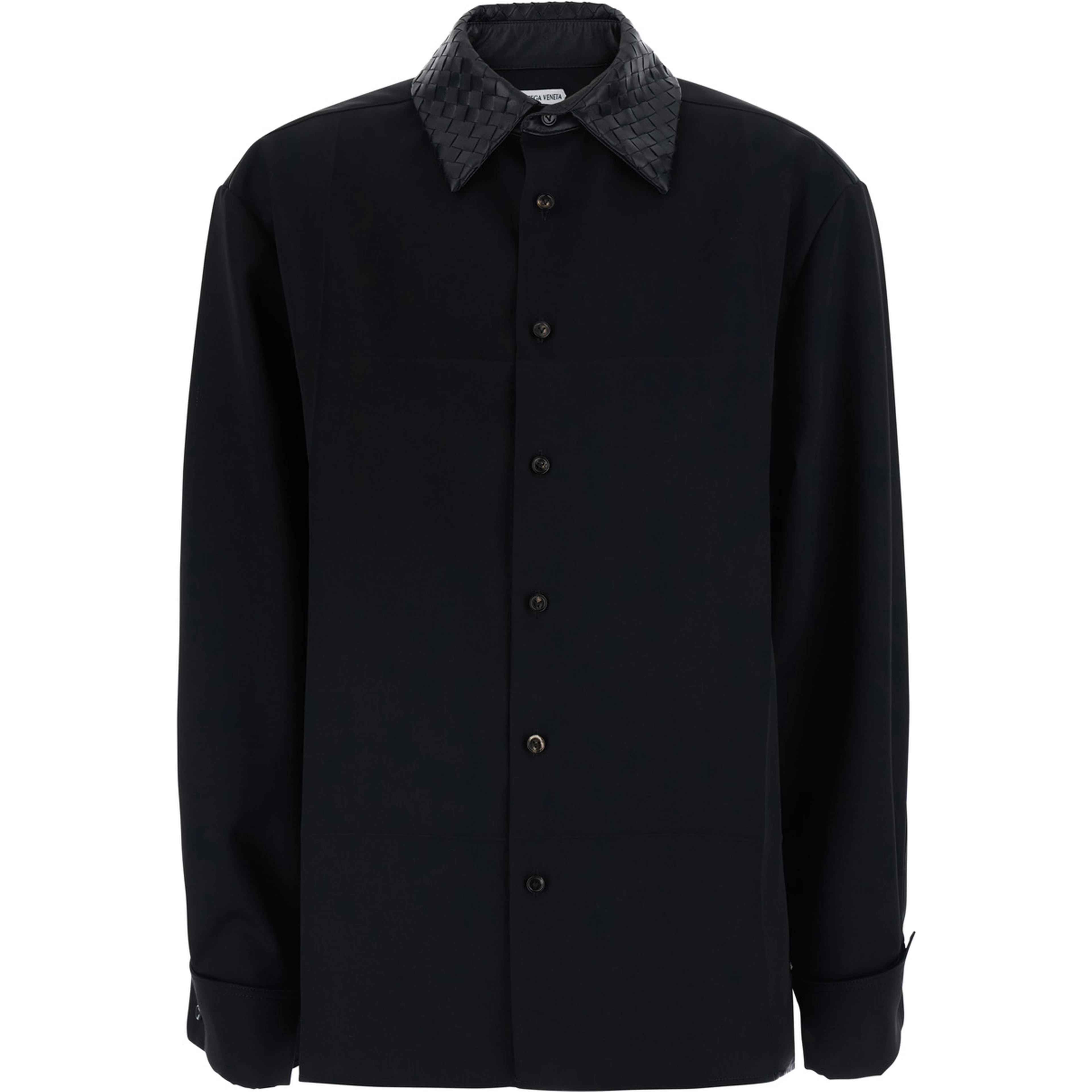 Black Shirt with Intreccio Collar in Wool women