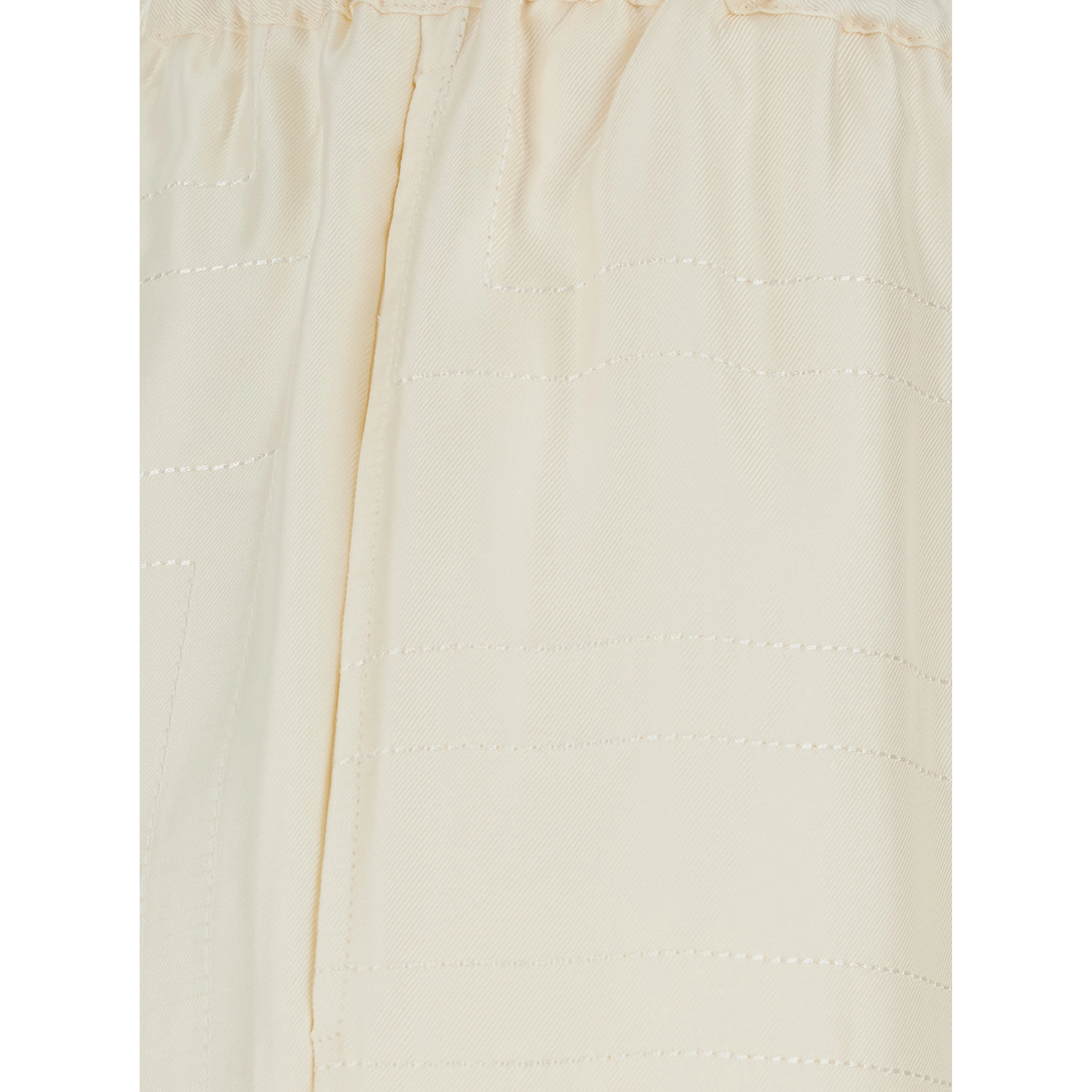 White Pants with elasticated waist and two side pockets in silk for women