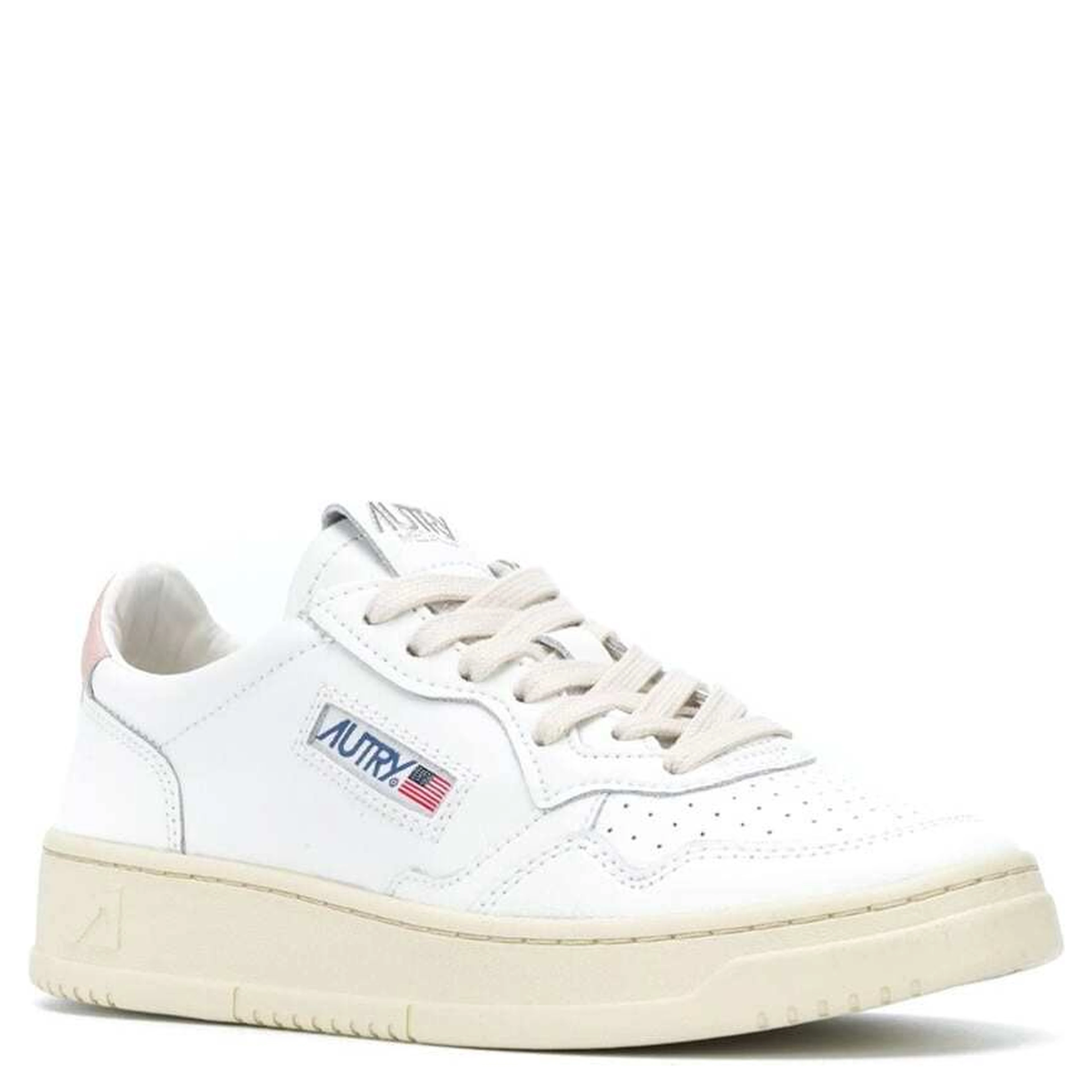 Low Sneakers Medalist with Contrast Heel in White Leather for Women