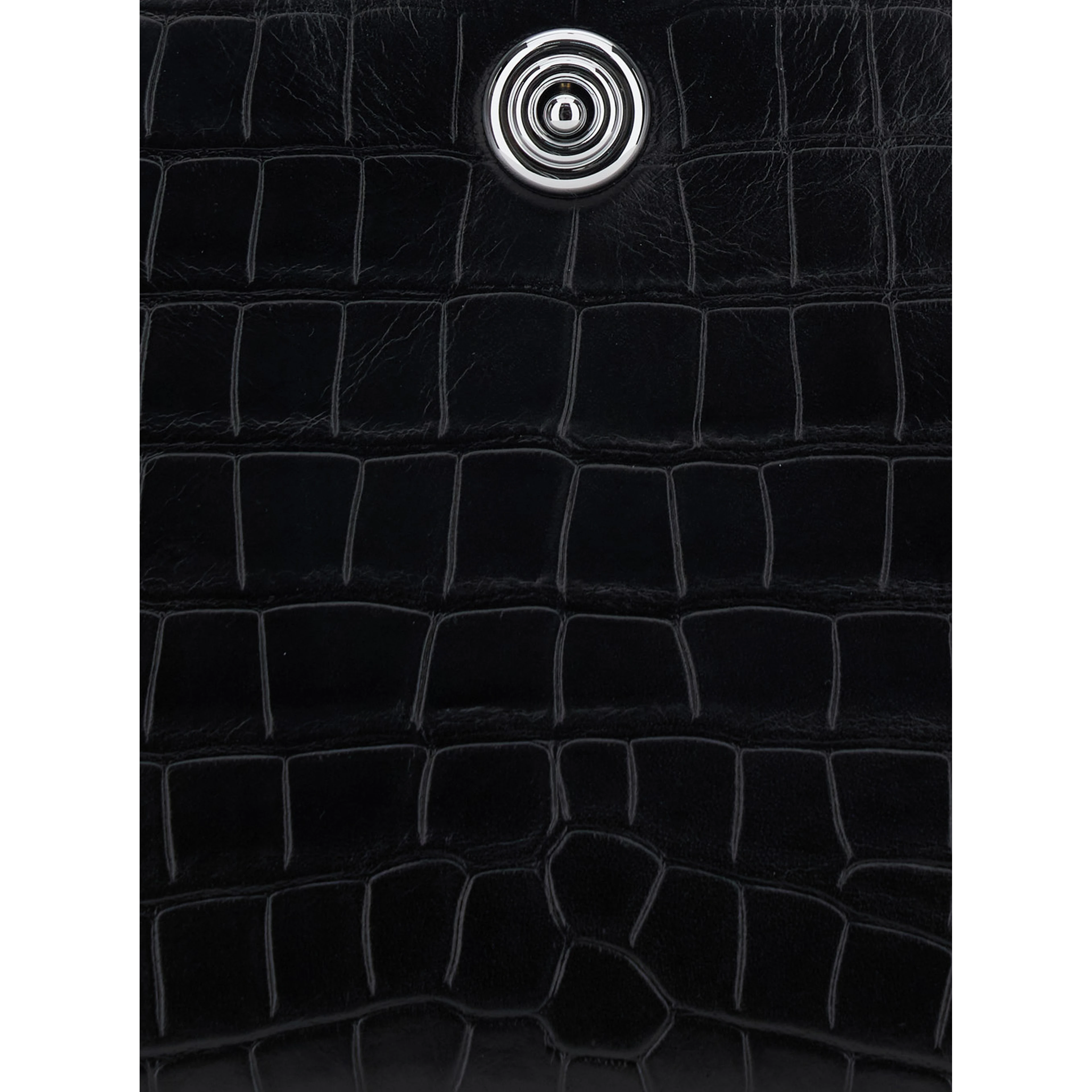 Black Clutch with removable shoulder strap and crocodile-effect in leather for women