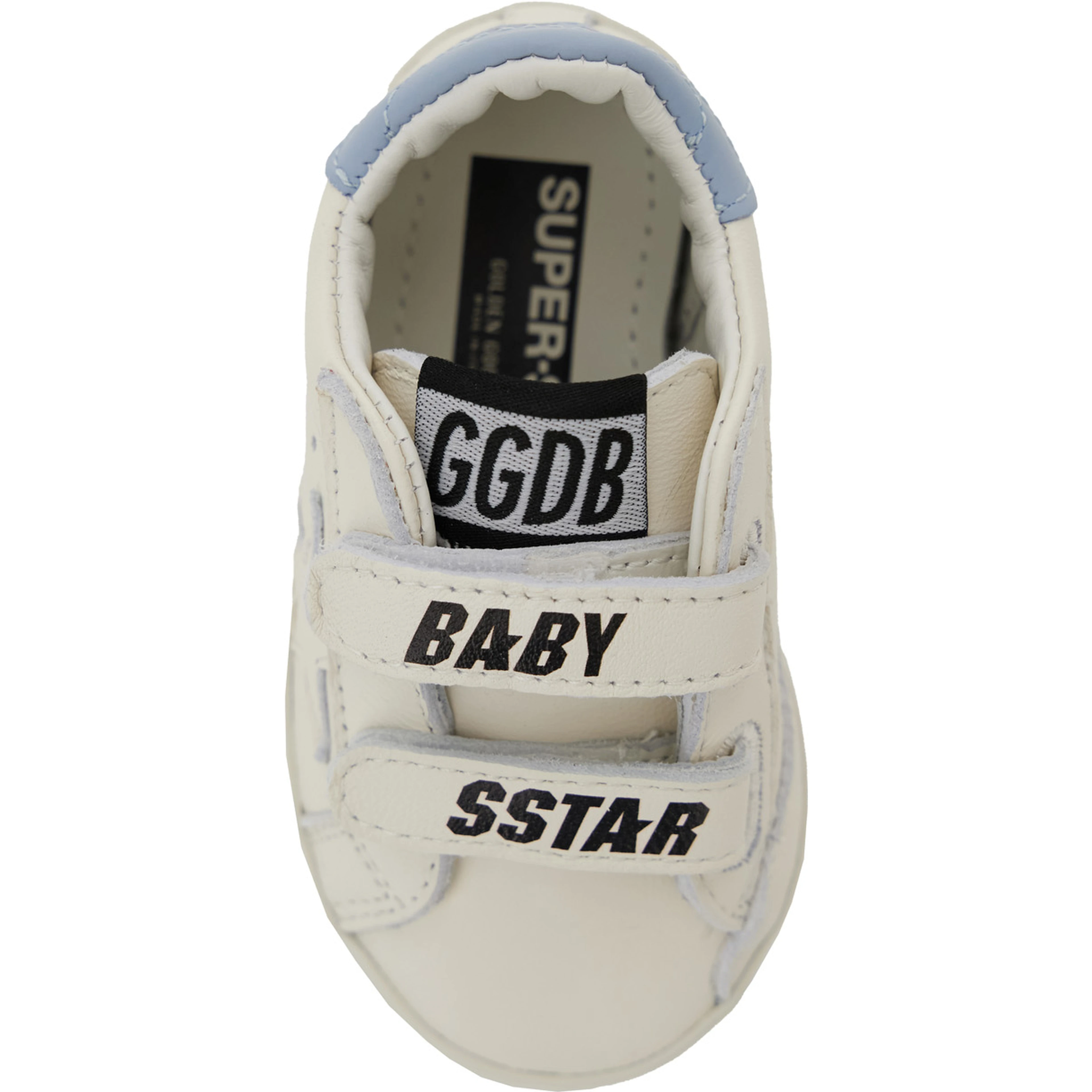 White Sneakers with Star Patch on the Side and Logo Patch on the Tongue in Leather Baby