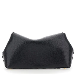 T-Lock Mini black Crossbody bag with metal T closure in leather for women