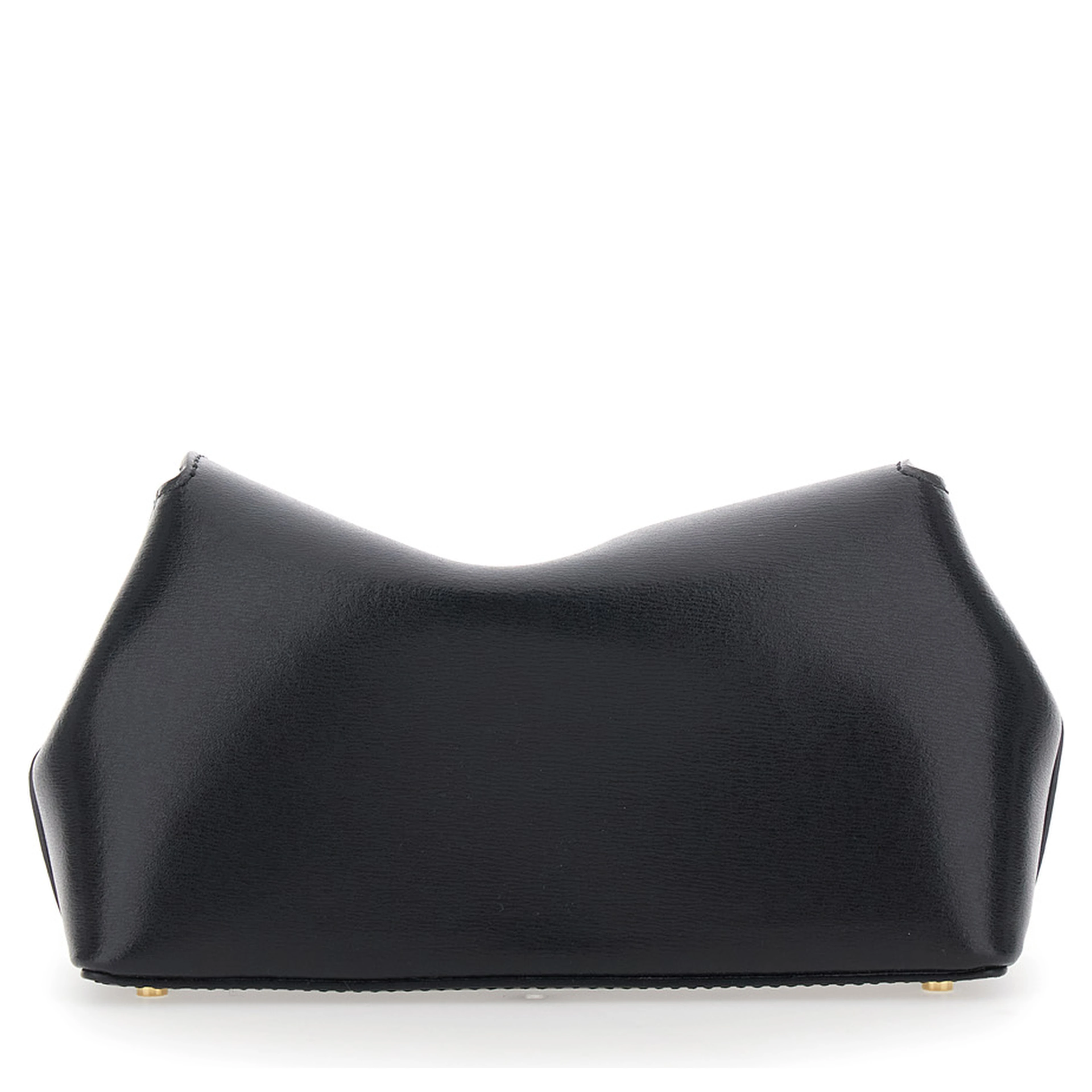 T-Lock Mini black Crossbody bag with metal T closure in leather for women