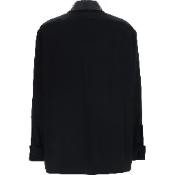 Black Shirt with Intreccio Collar in Wool women