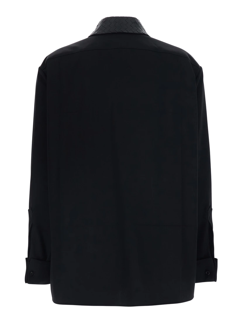 Black Shirt with Intreccio Collar in Wool women