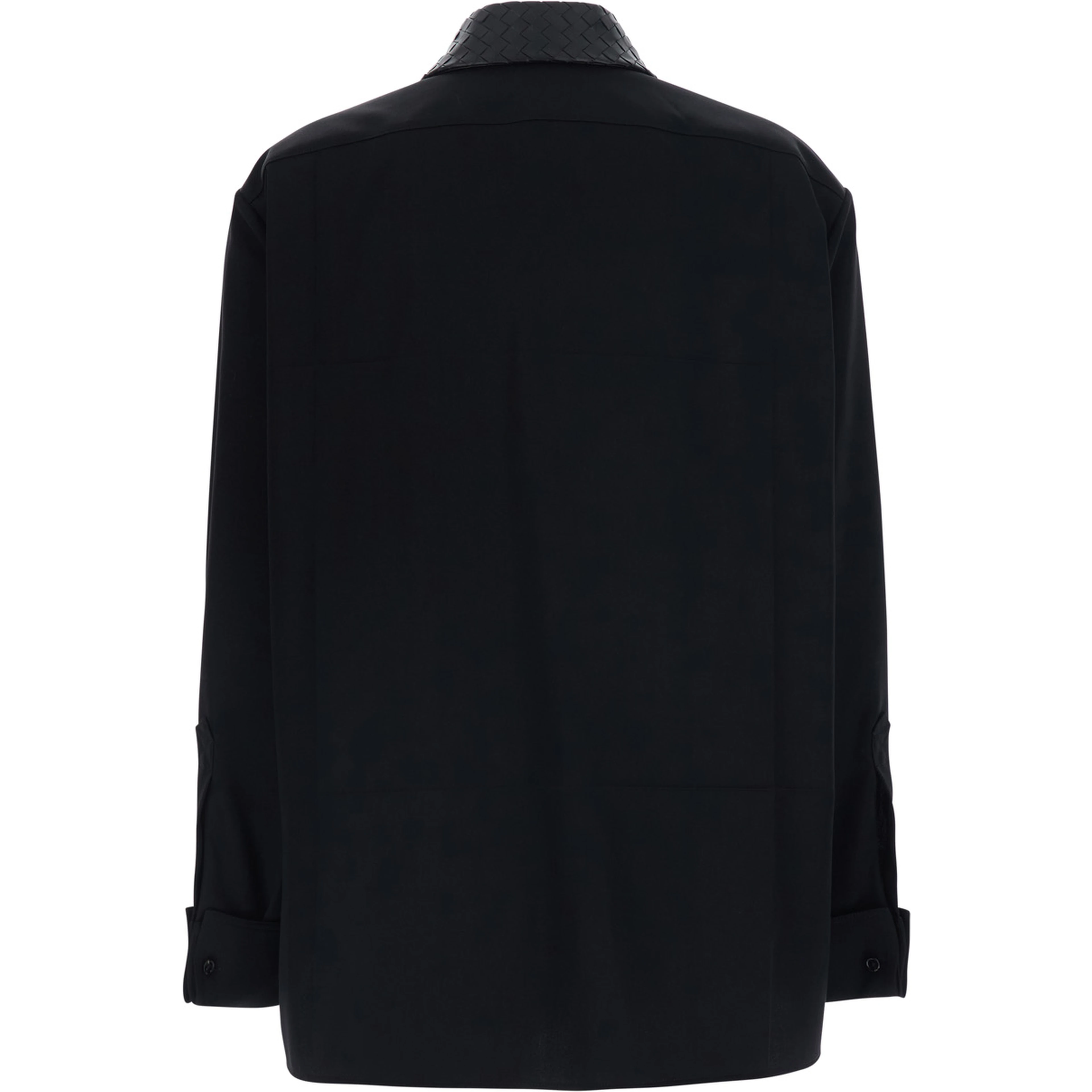 Black Shirt with Intreccio Collar in Wool women