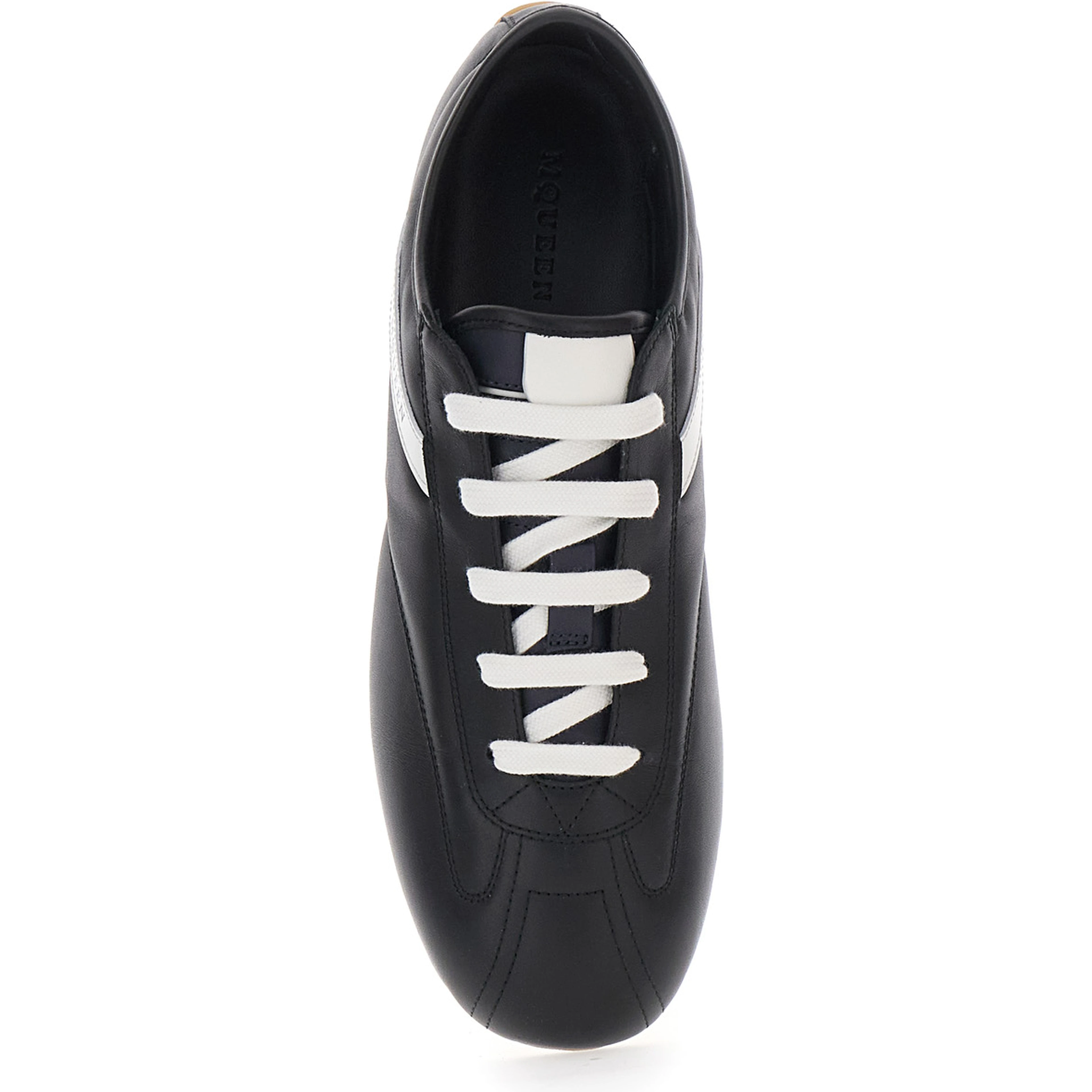 Black Sneakers with Contrasting details and Logo lettering on the side in leather for men