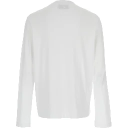 White long-sleeve T-shirt with logo on the front in cotton man