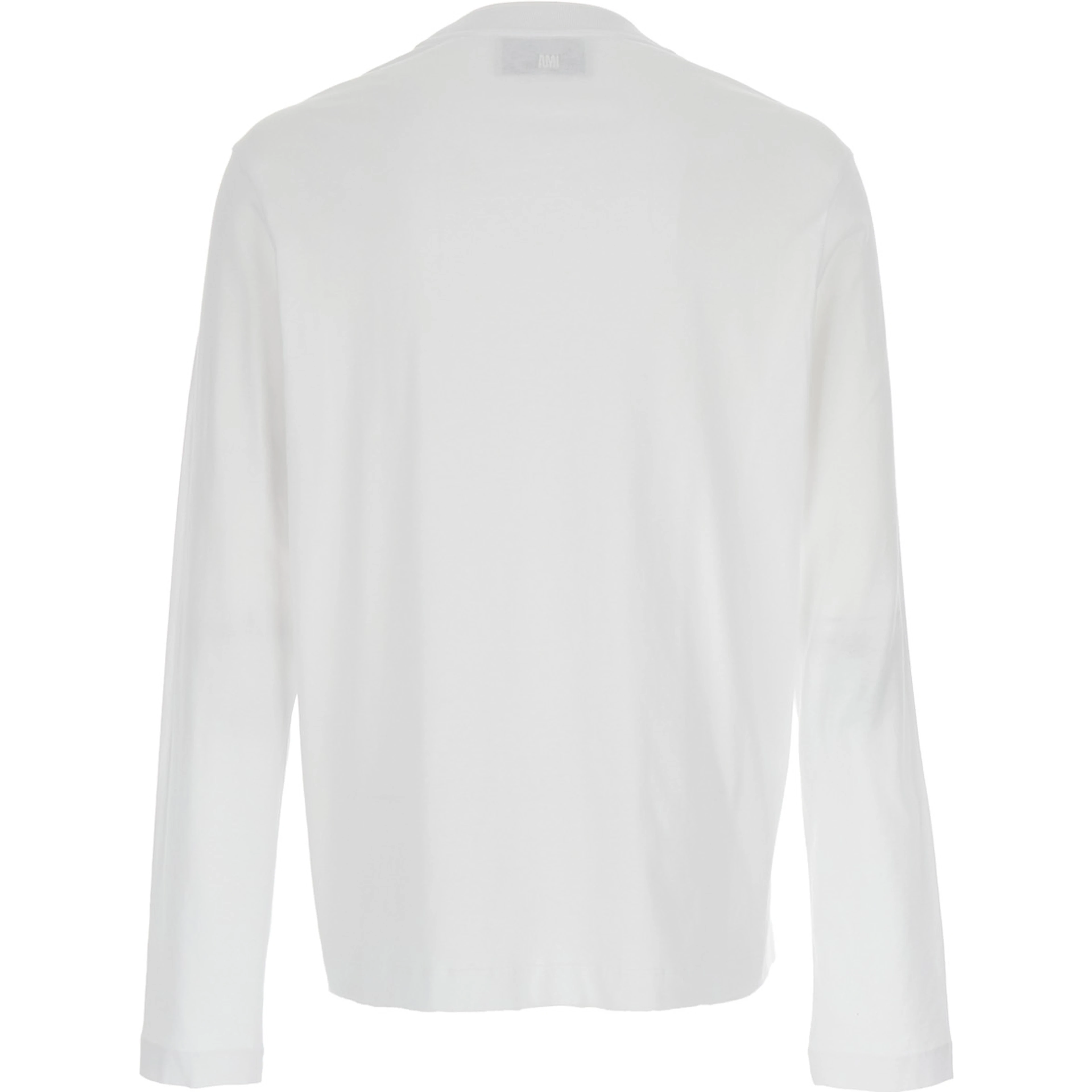 White long-sleeve T-shirt with logo on the front in cotton man
