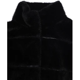 Black Bomber Jacket with High Collar in Eco-fur Girl