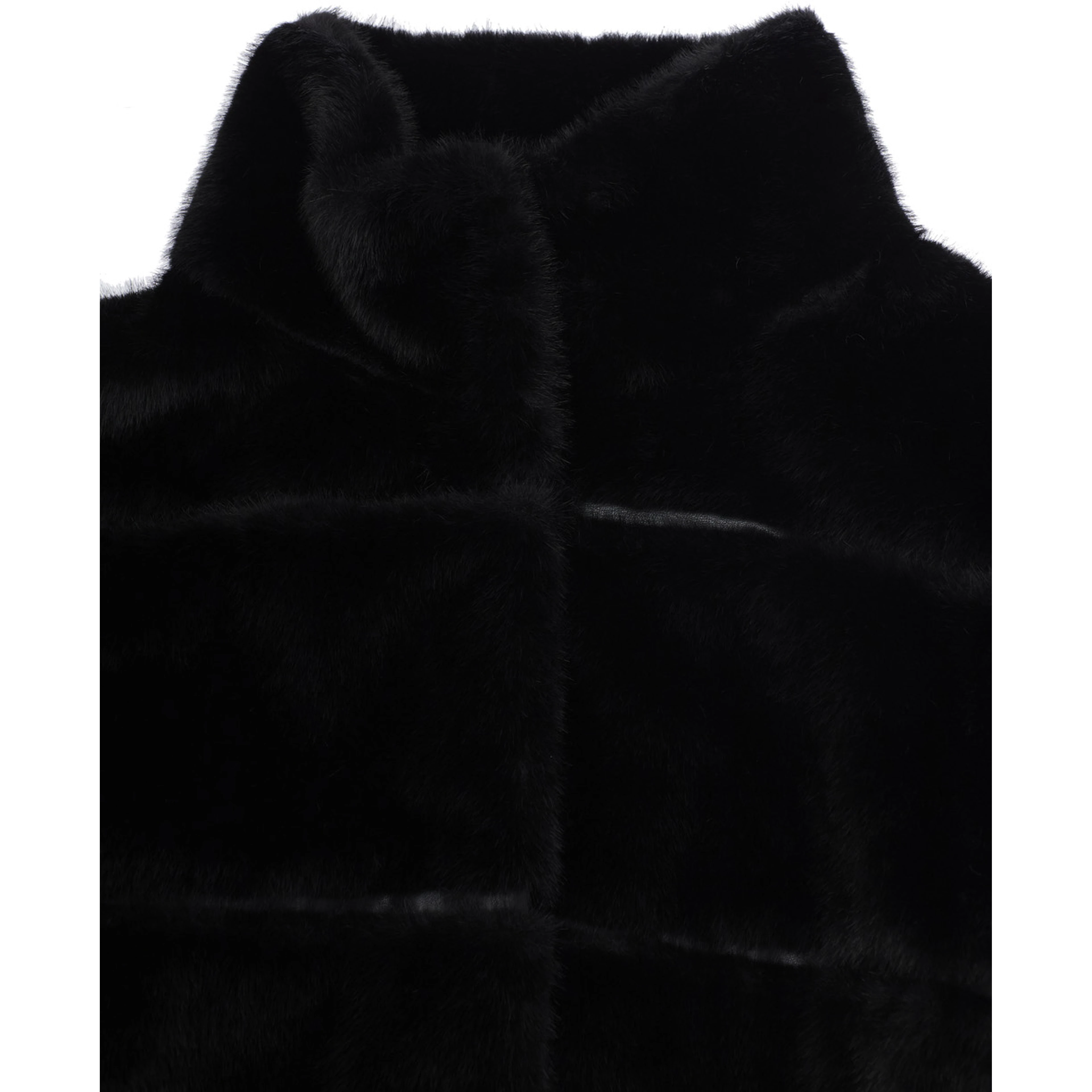 Black Bomber Jacket with High Collar in Eco-fur Girl