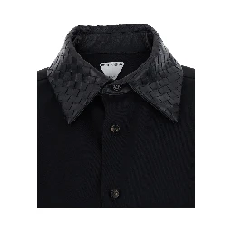 Black Shirt with Intreccio Collar in Wool women