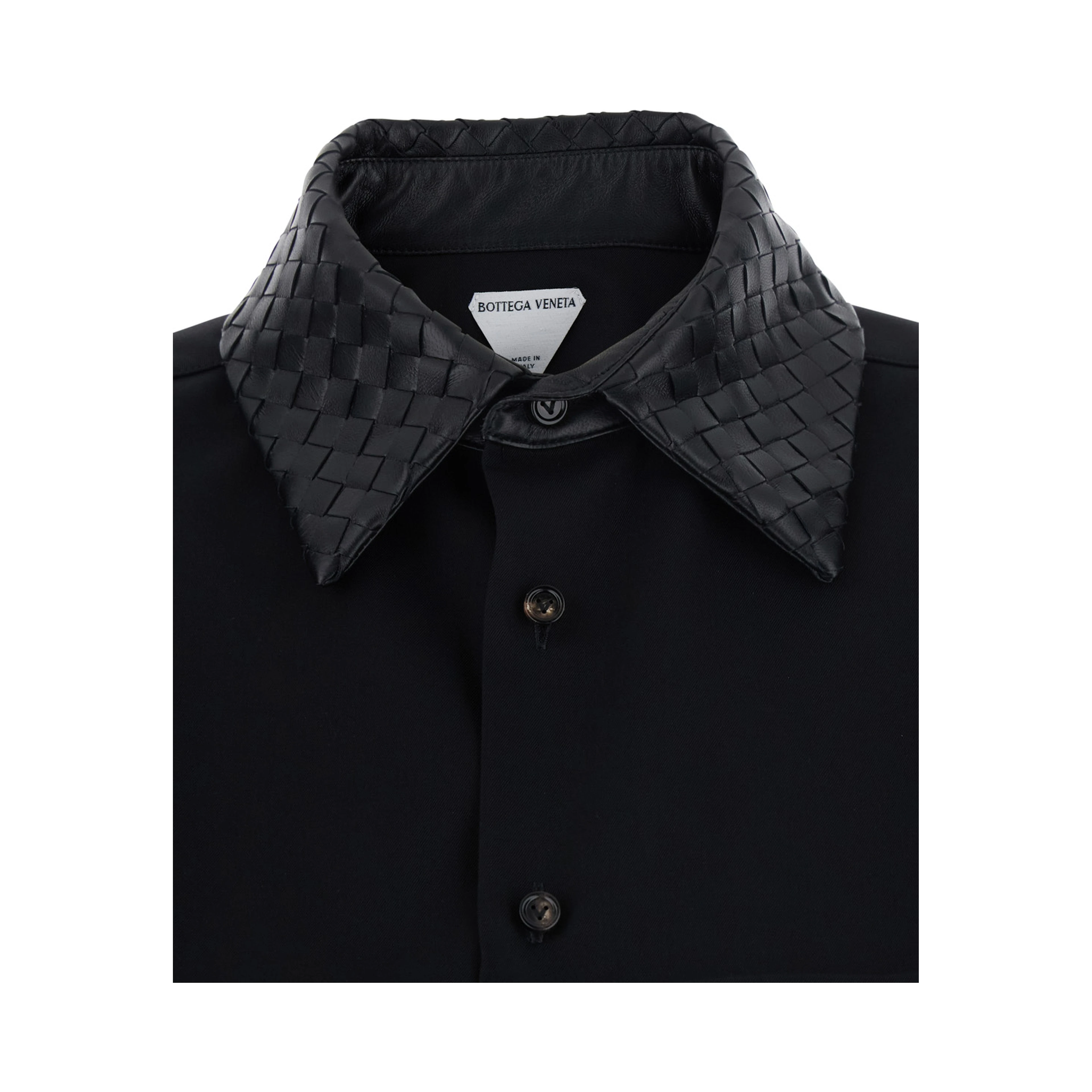 Black Shirt with Intreccio Collar in Wool women