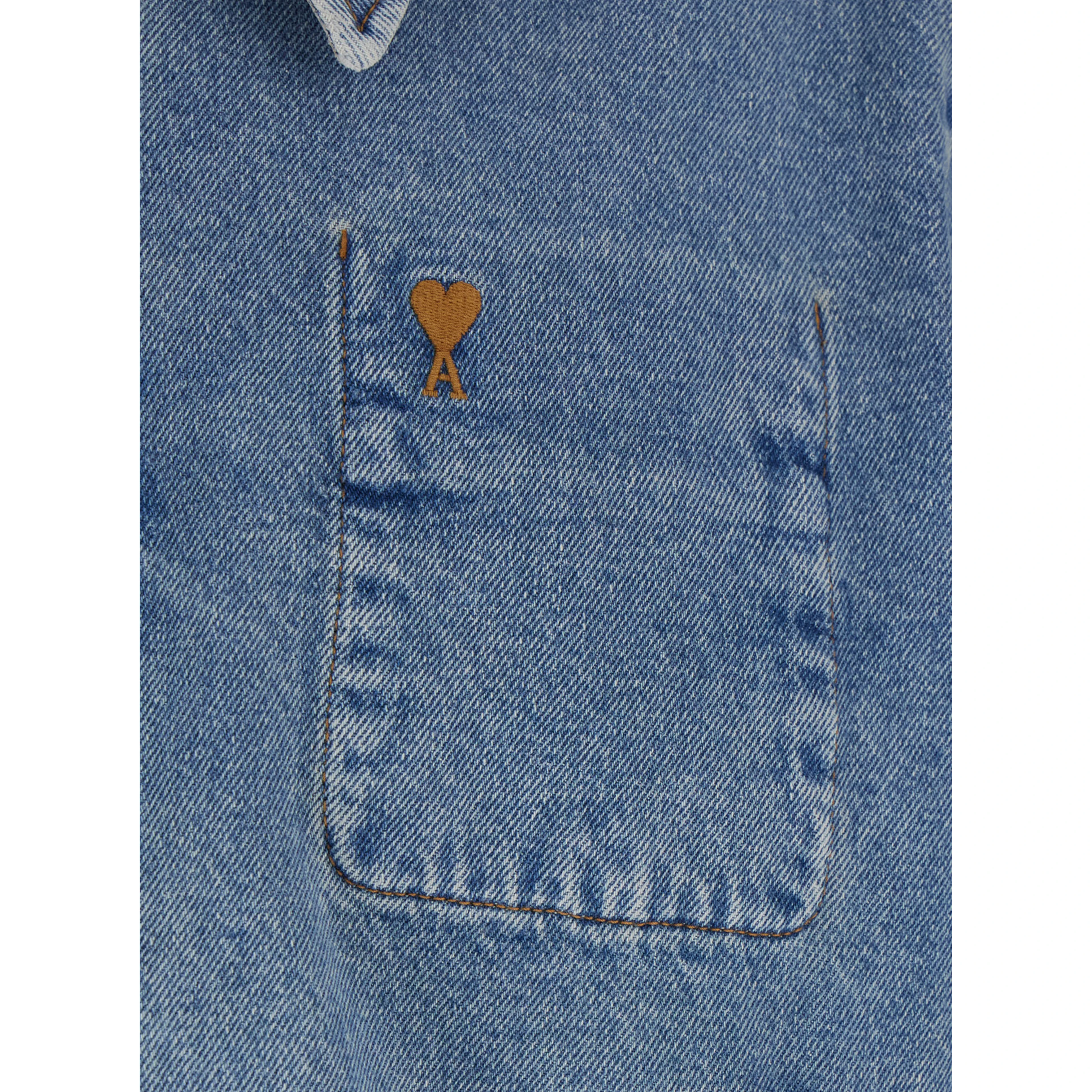 Jacket with ADC Embroidery on the Front and Logo Patch on the Back in Light Blue Denim for Men