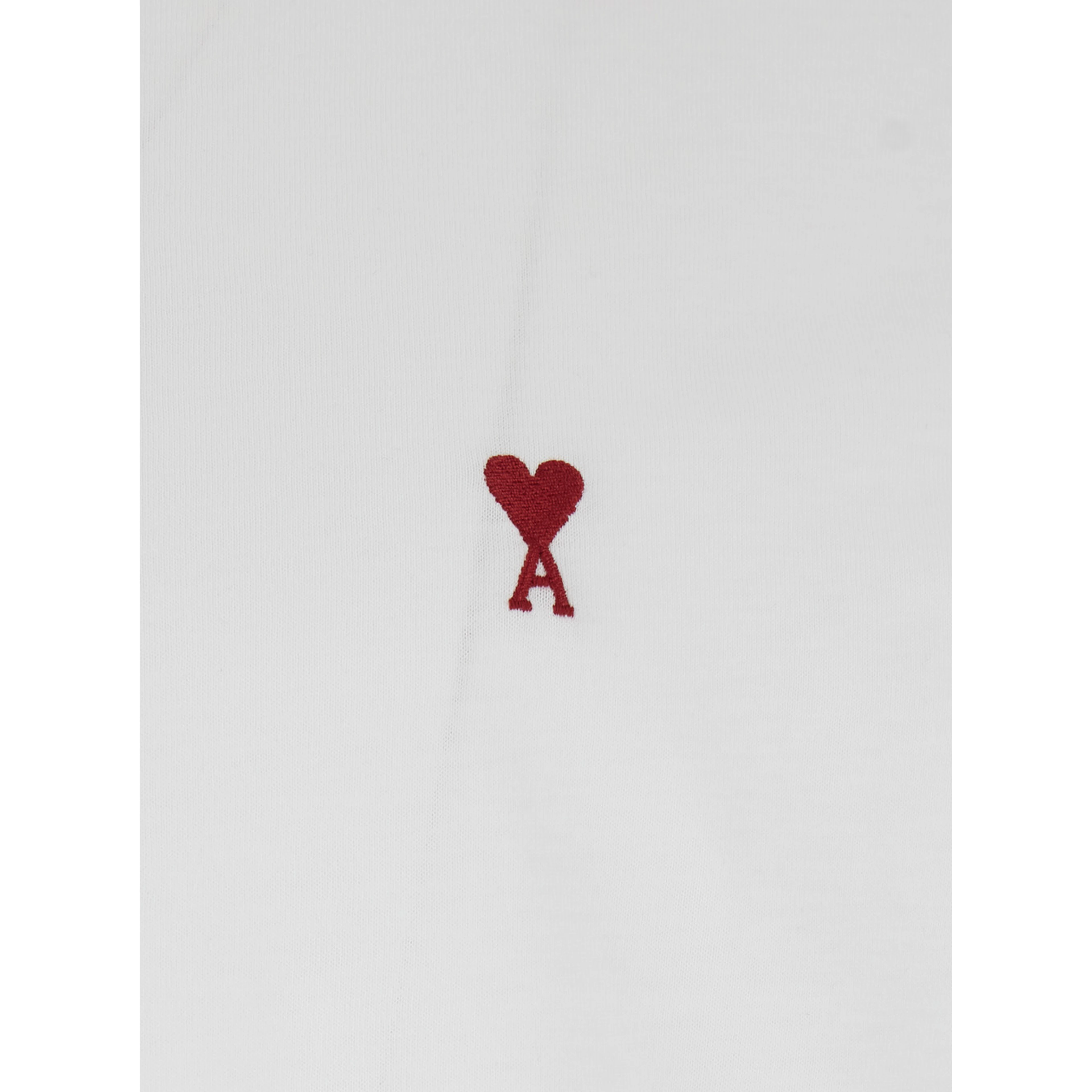 White long-sleeve T-shirt with logo on the front in cotton man