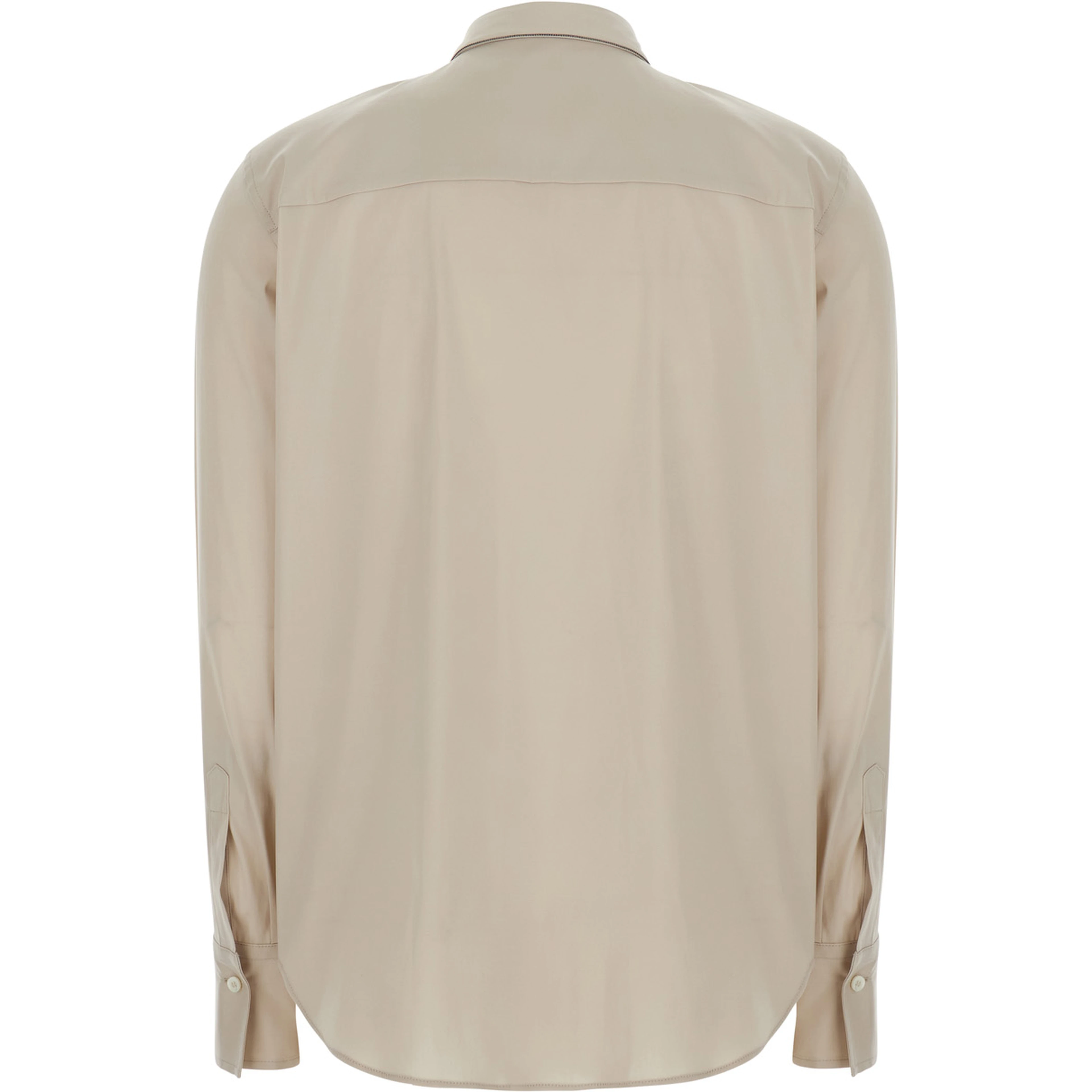 Beige Shirt with classic collar with Monil in cotton for women
