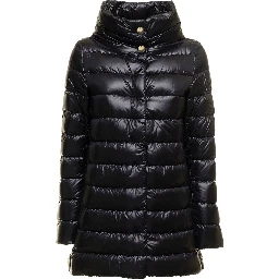 Down jacket Amelia with high collar in black tech fabric women